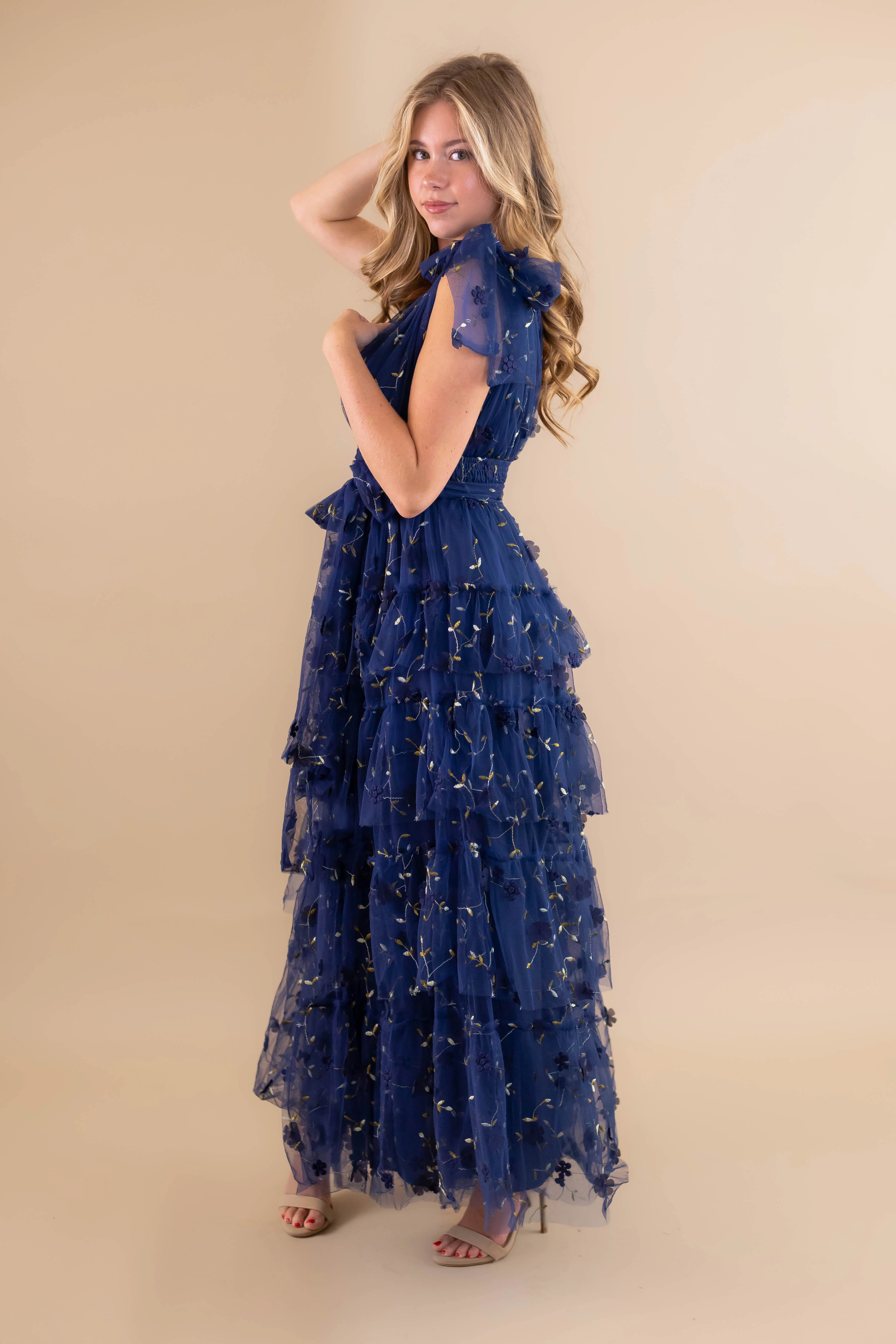 A Dramatic Entrance Maxi Dress-Navy - Image 3