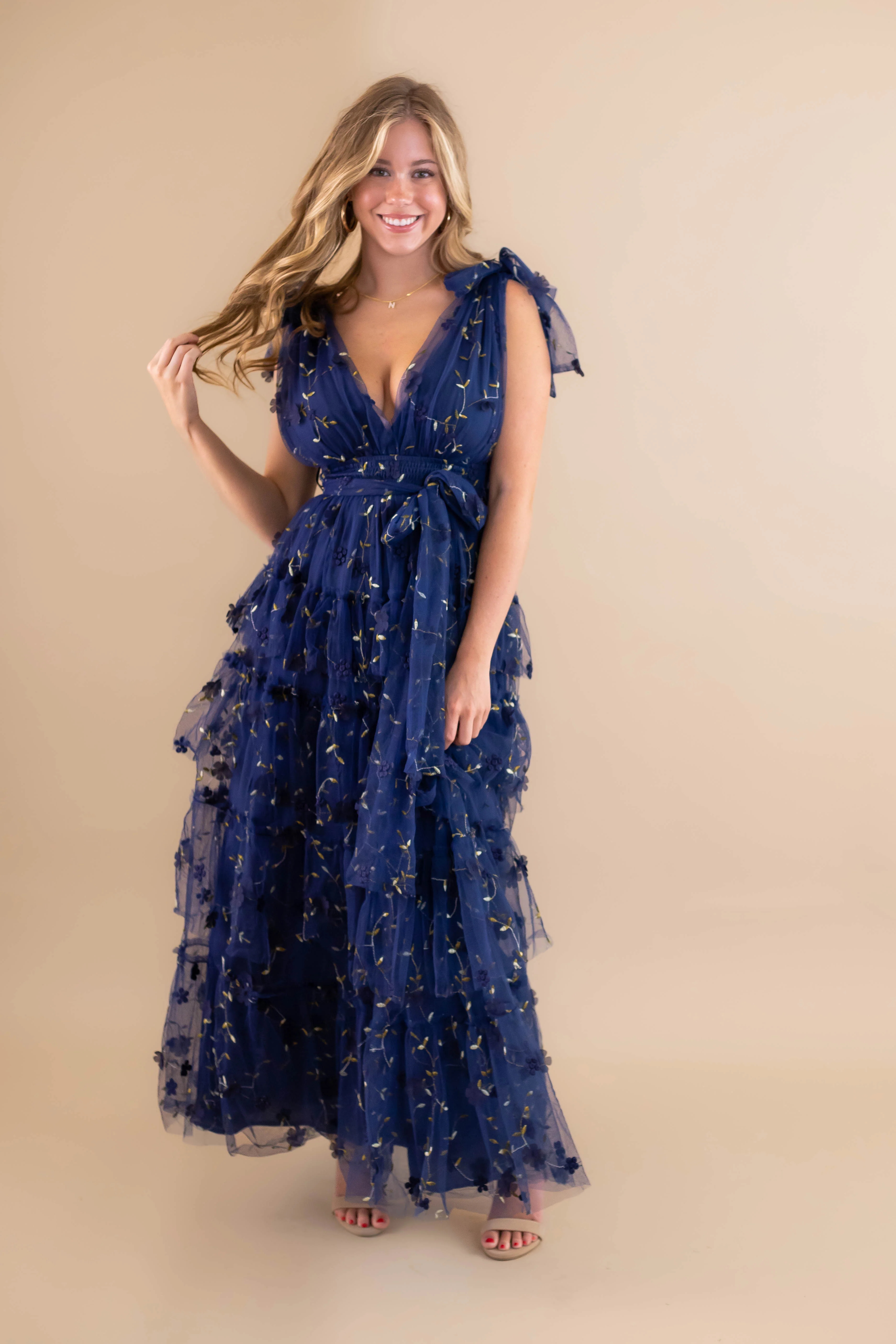 A Dramatic Entrance Maxi Dress-Navy - Image 4