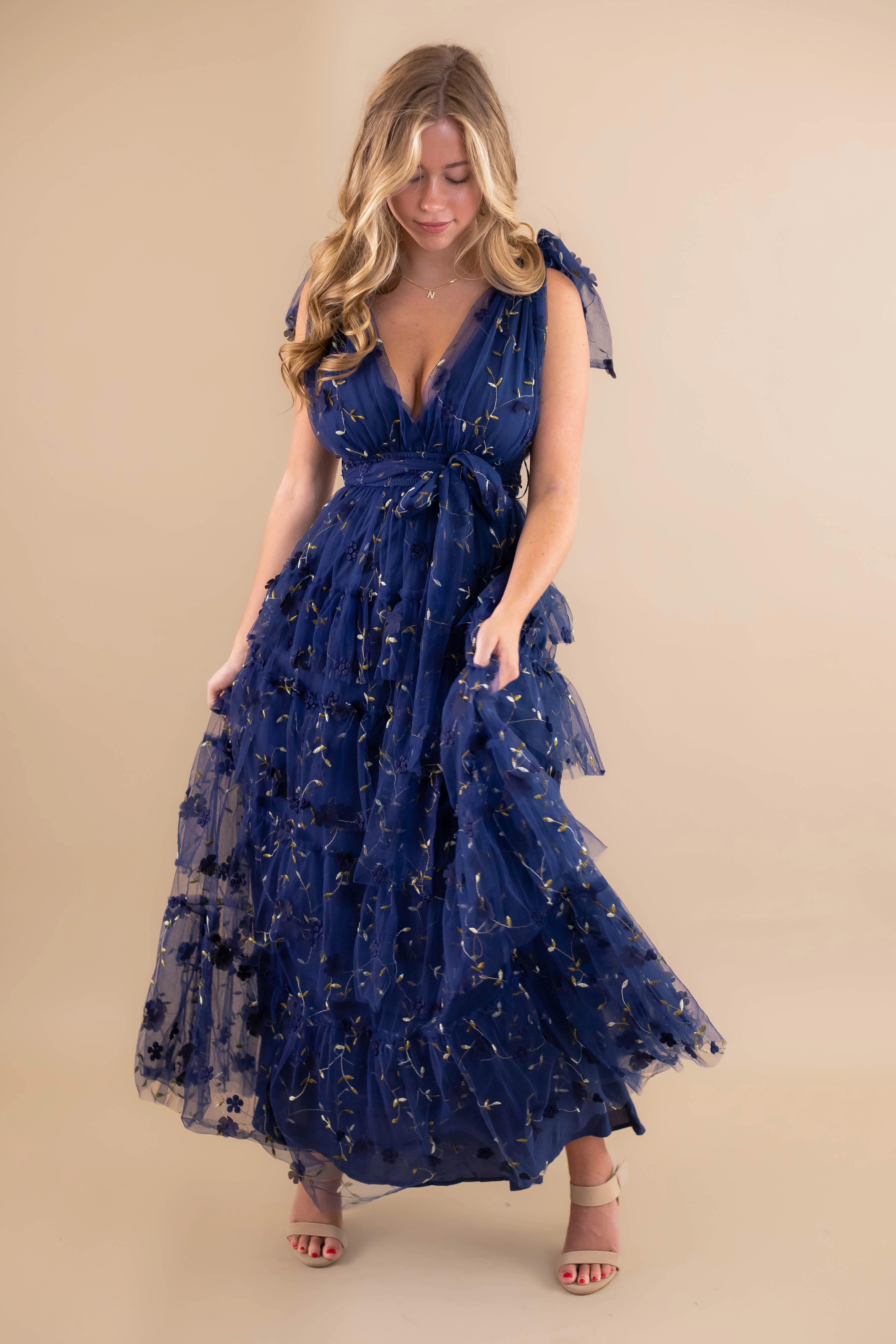 A Dramatic Entrance Maxi Dress-Navy - Image 5