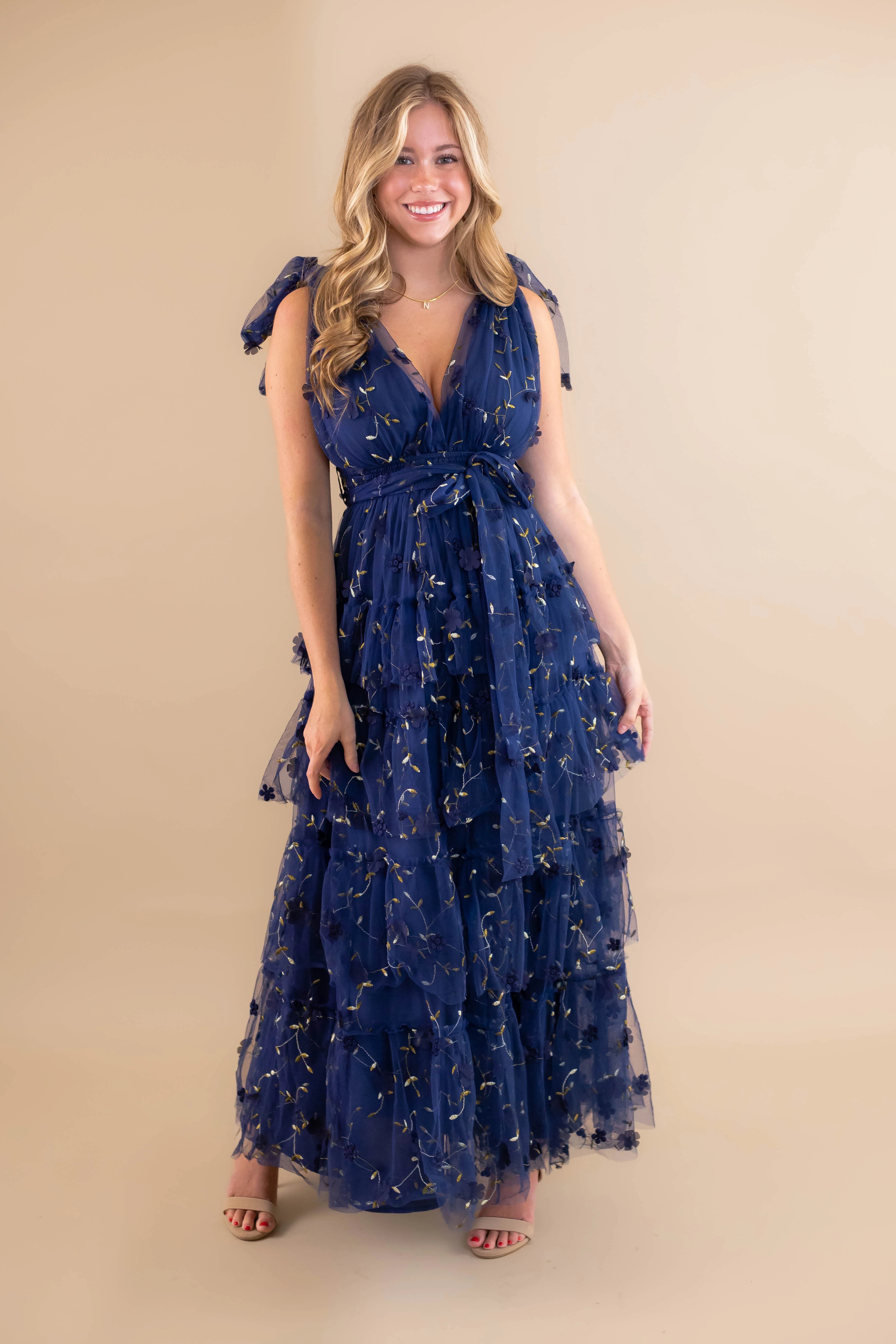 A Dramatic Entrance Maxi Dress-Navy - Image 7