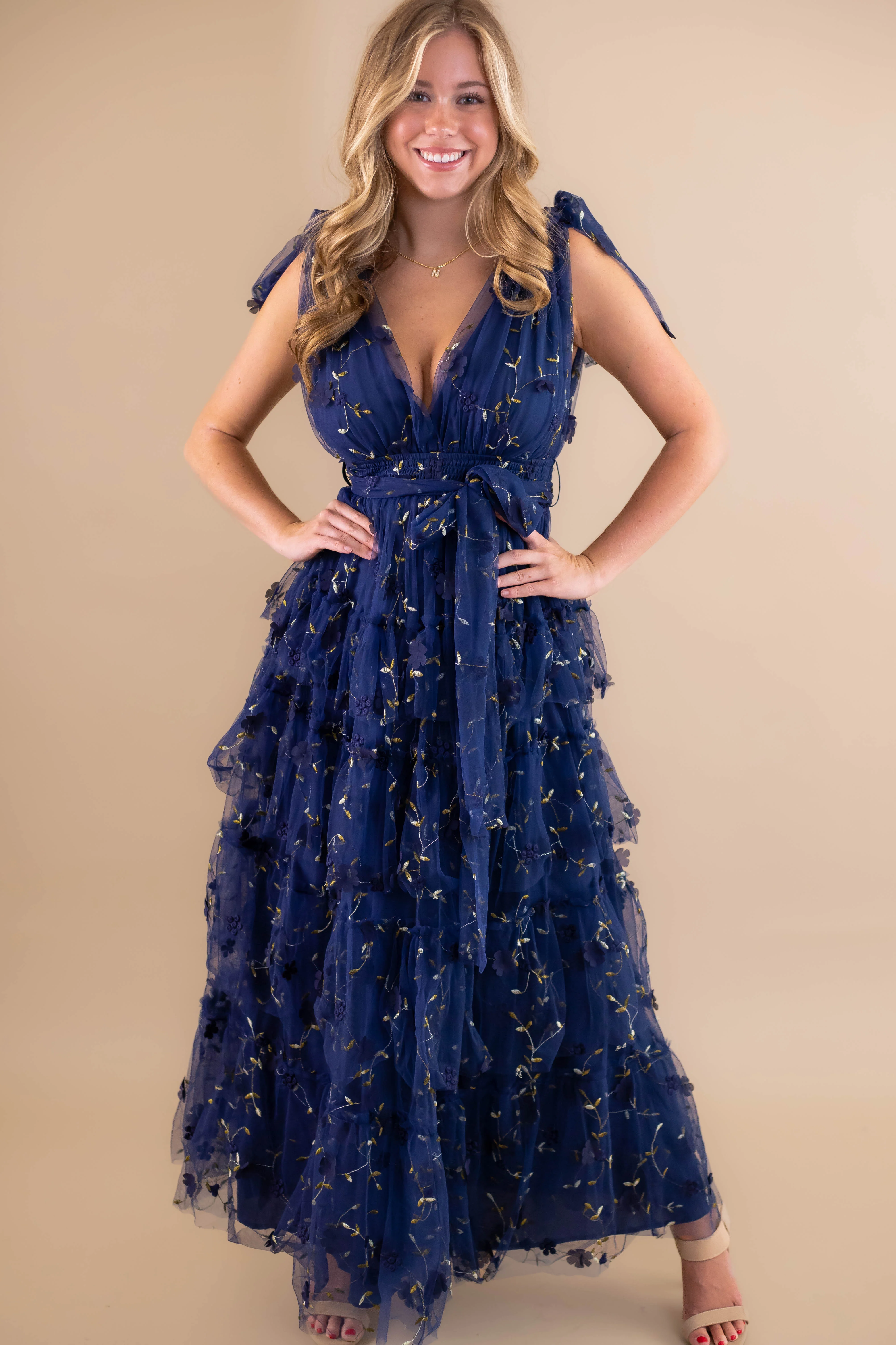 A Dramatic Entrance Maxi Dress-Navy - Image 8