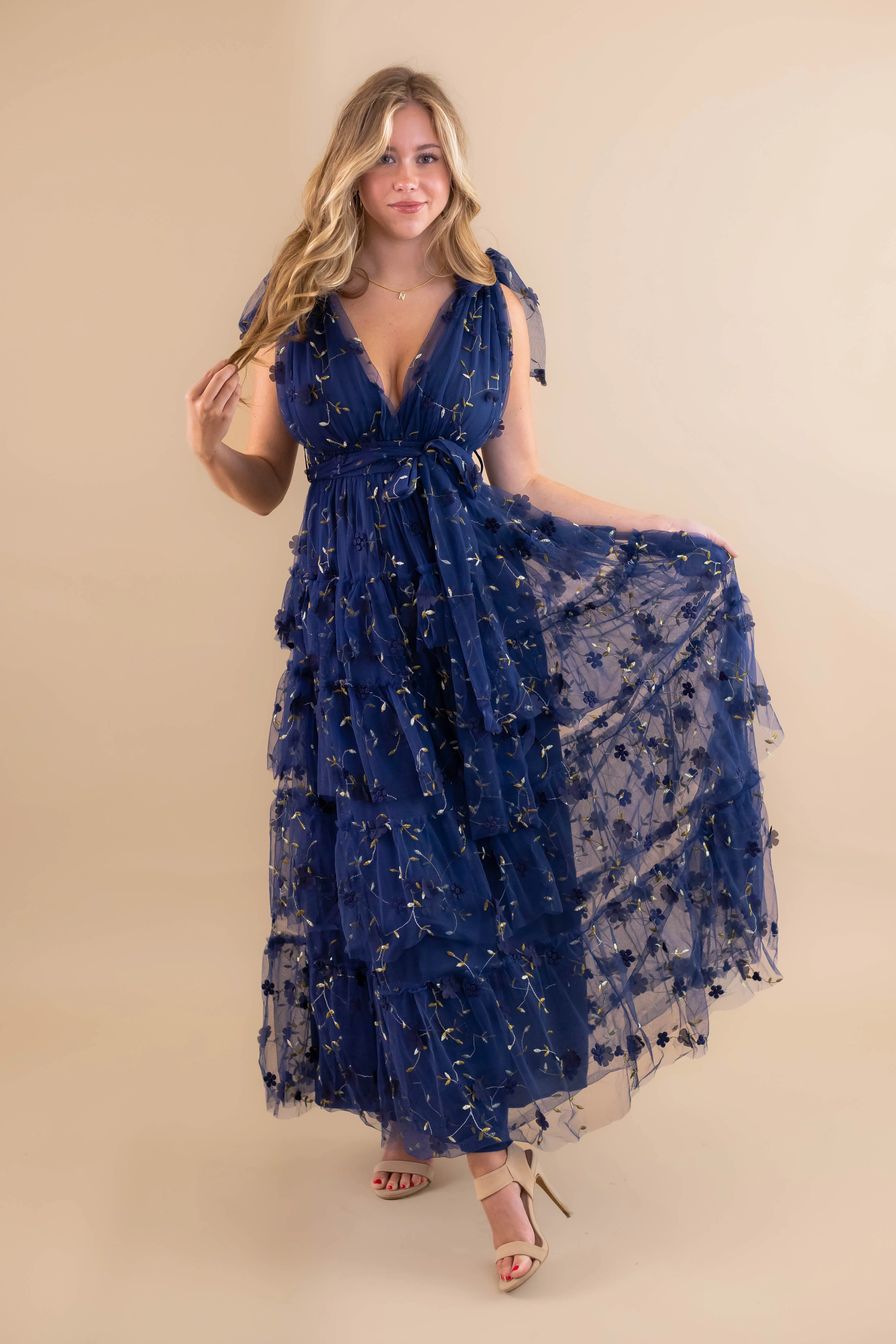 A Dramatic Entrance Maxi Dress-Navy - Image 9