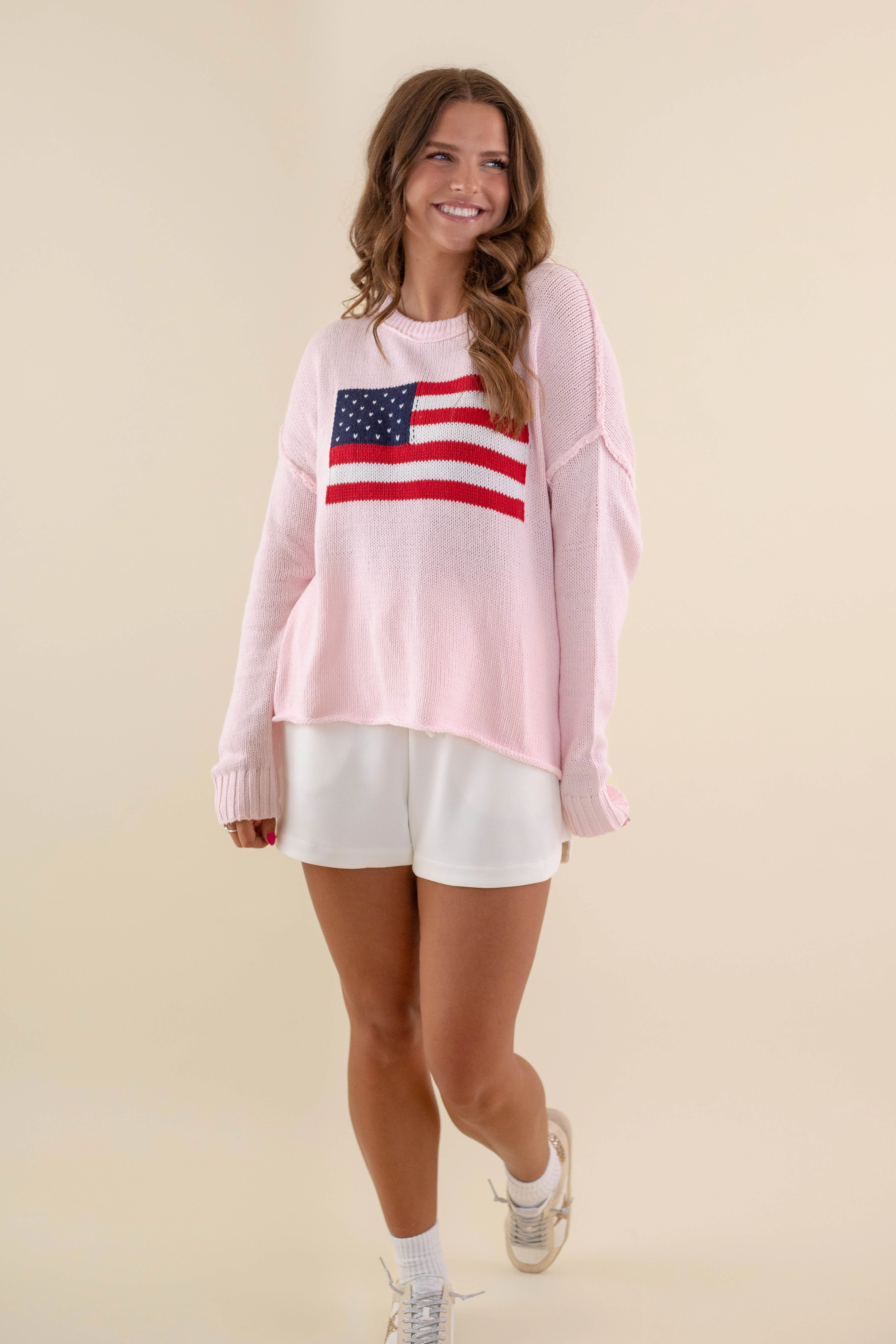 RESTOCK: All American Sweater-Blush - Image 3