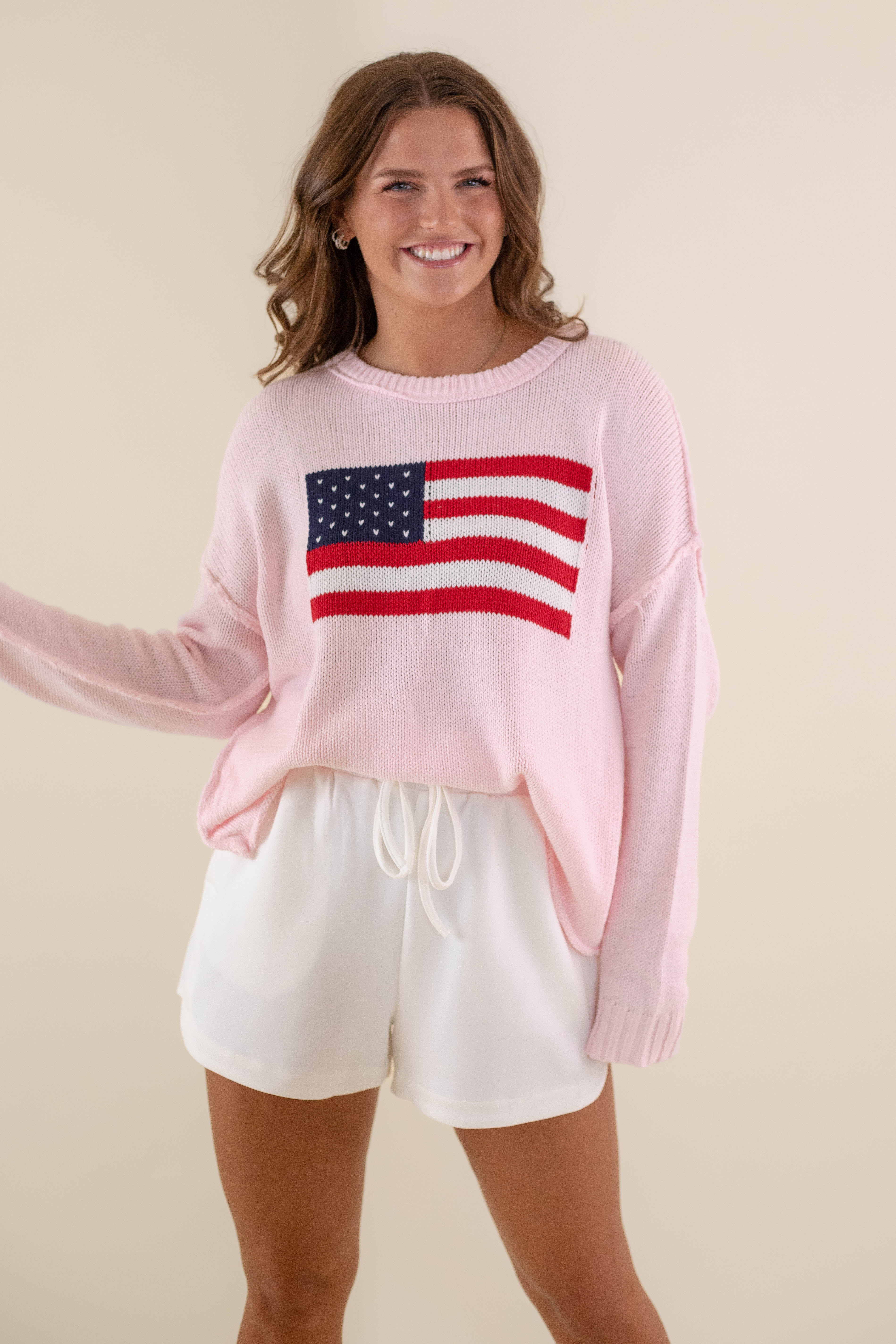 RESTOCK: All American Sweater-Blush - Image 5
