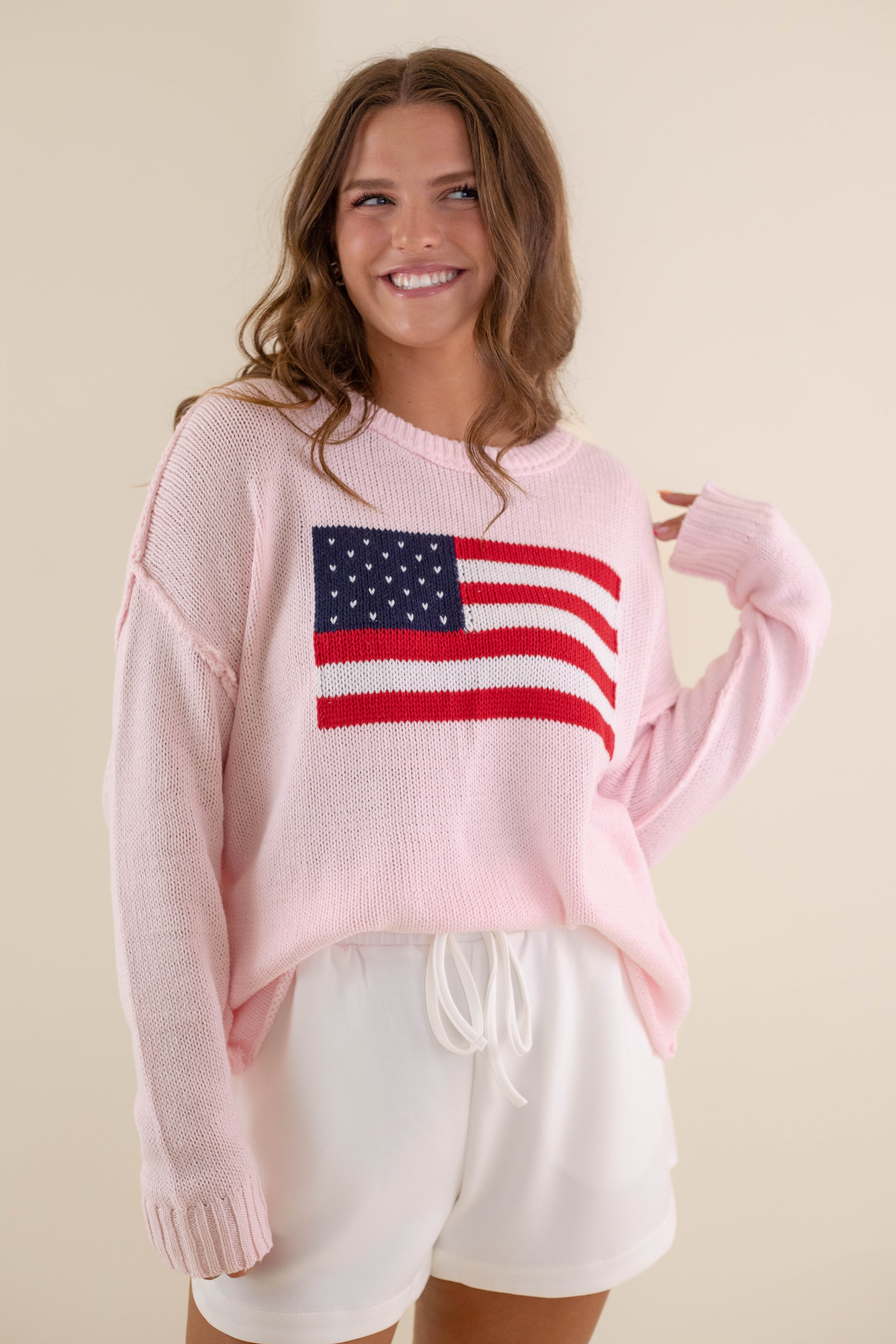 RESTOCK: All American Sweater-Blush - Image 7