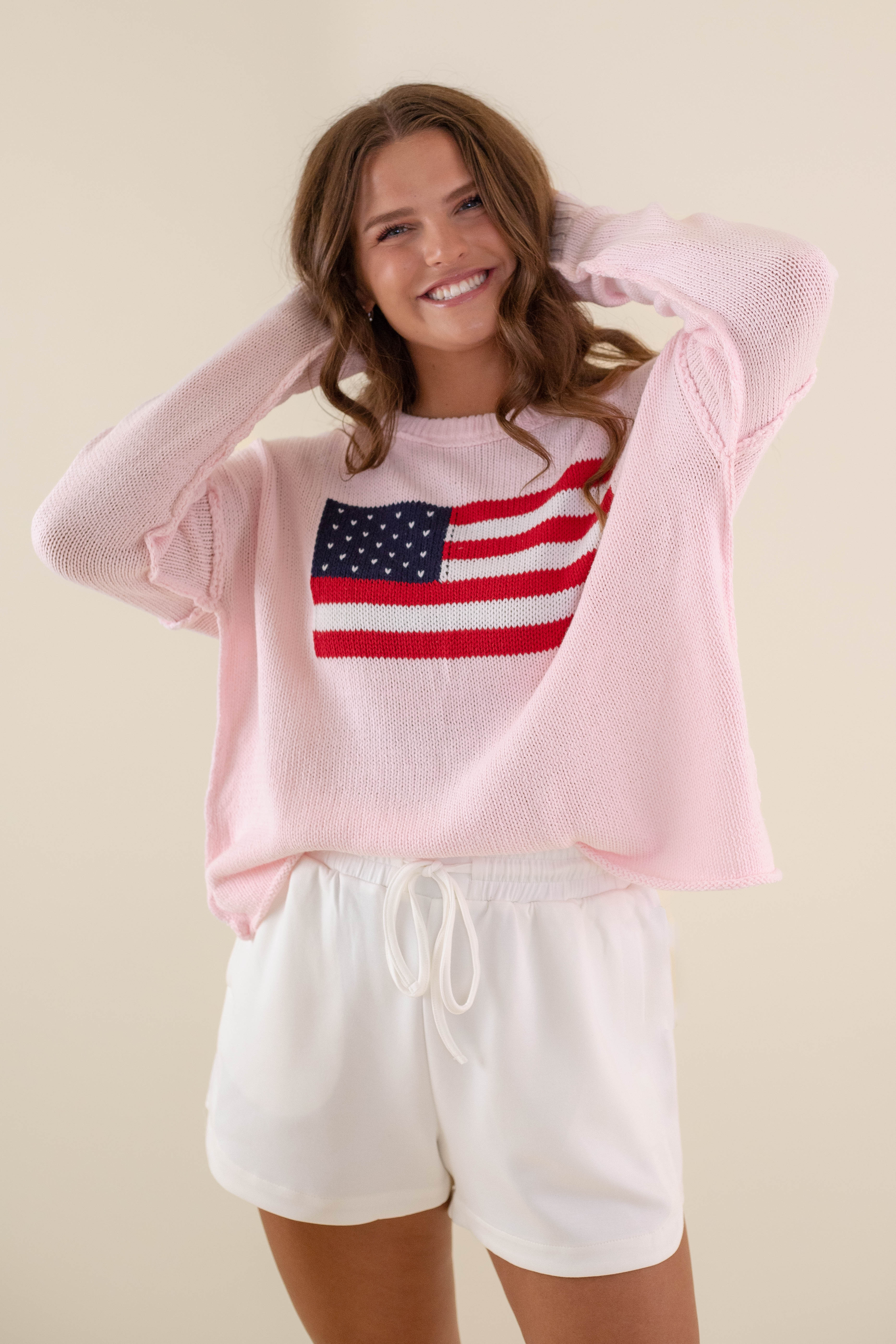 RESTOCK: All American Sweater-Blush - Image 8