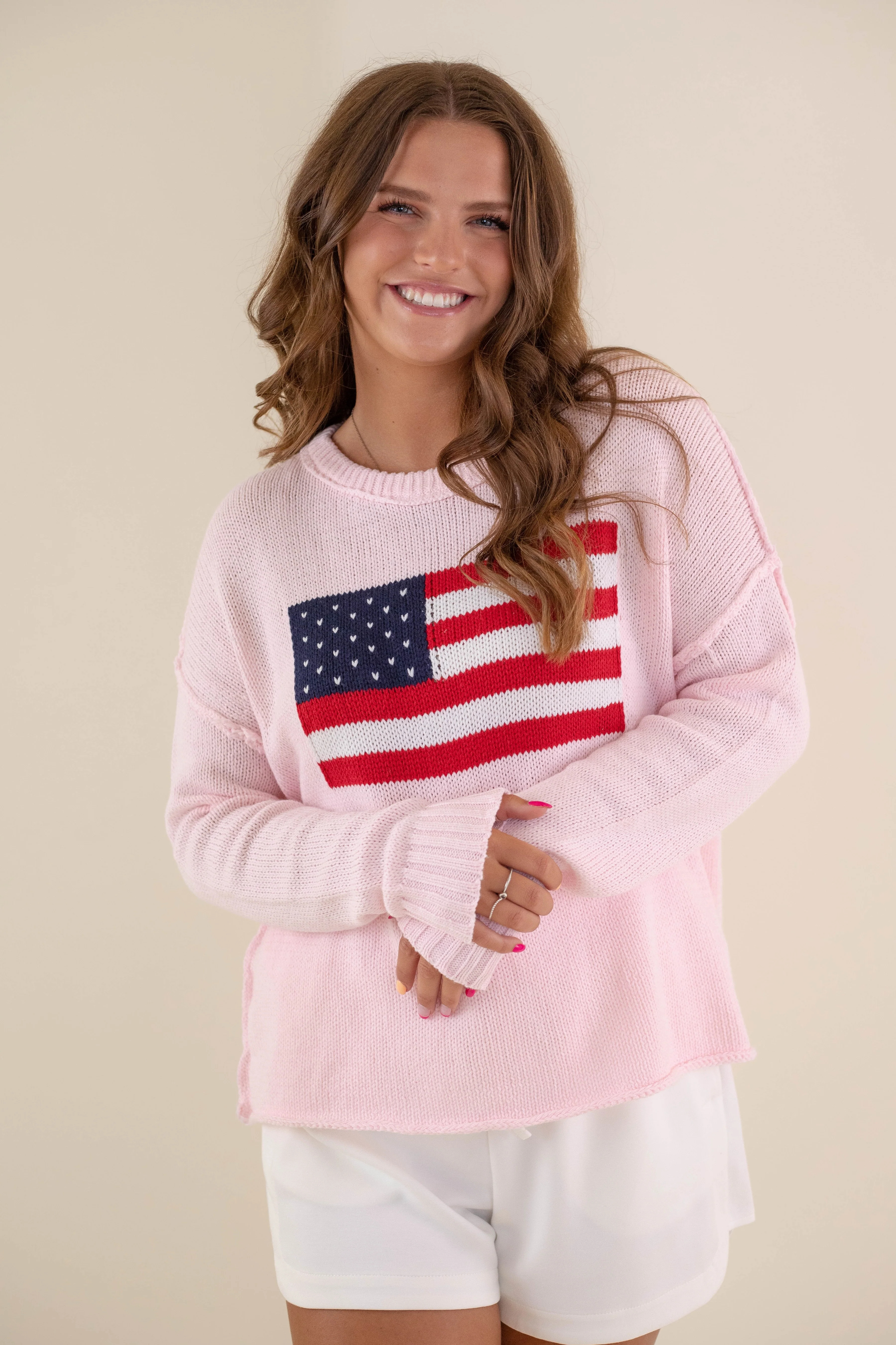RESTOCK: All American Sweater-Blush - Image 9