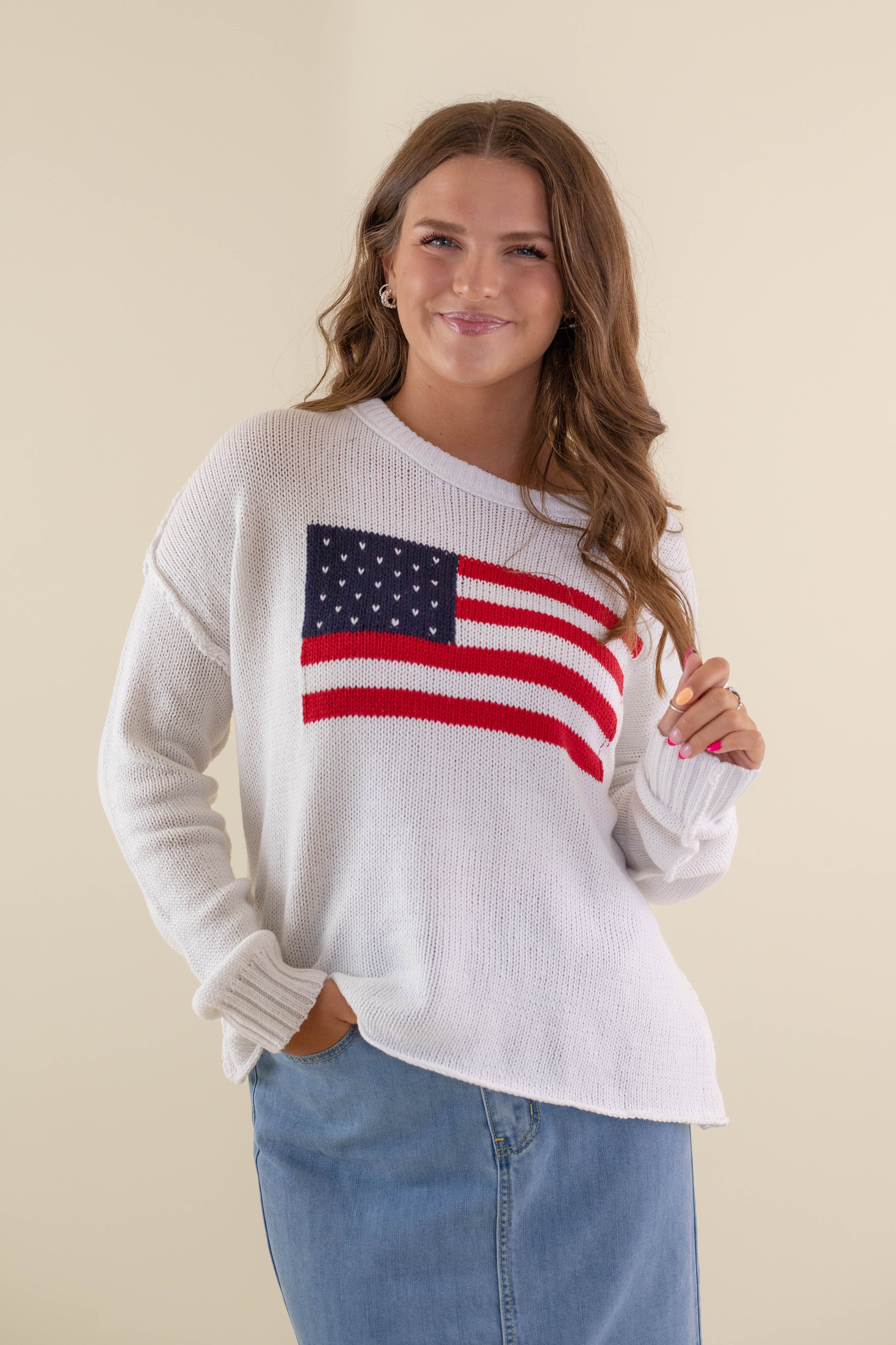 RESTOCK: All American Sweater-White - Image 3