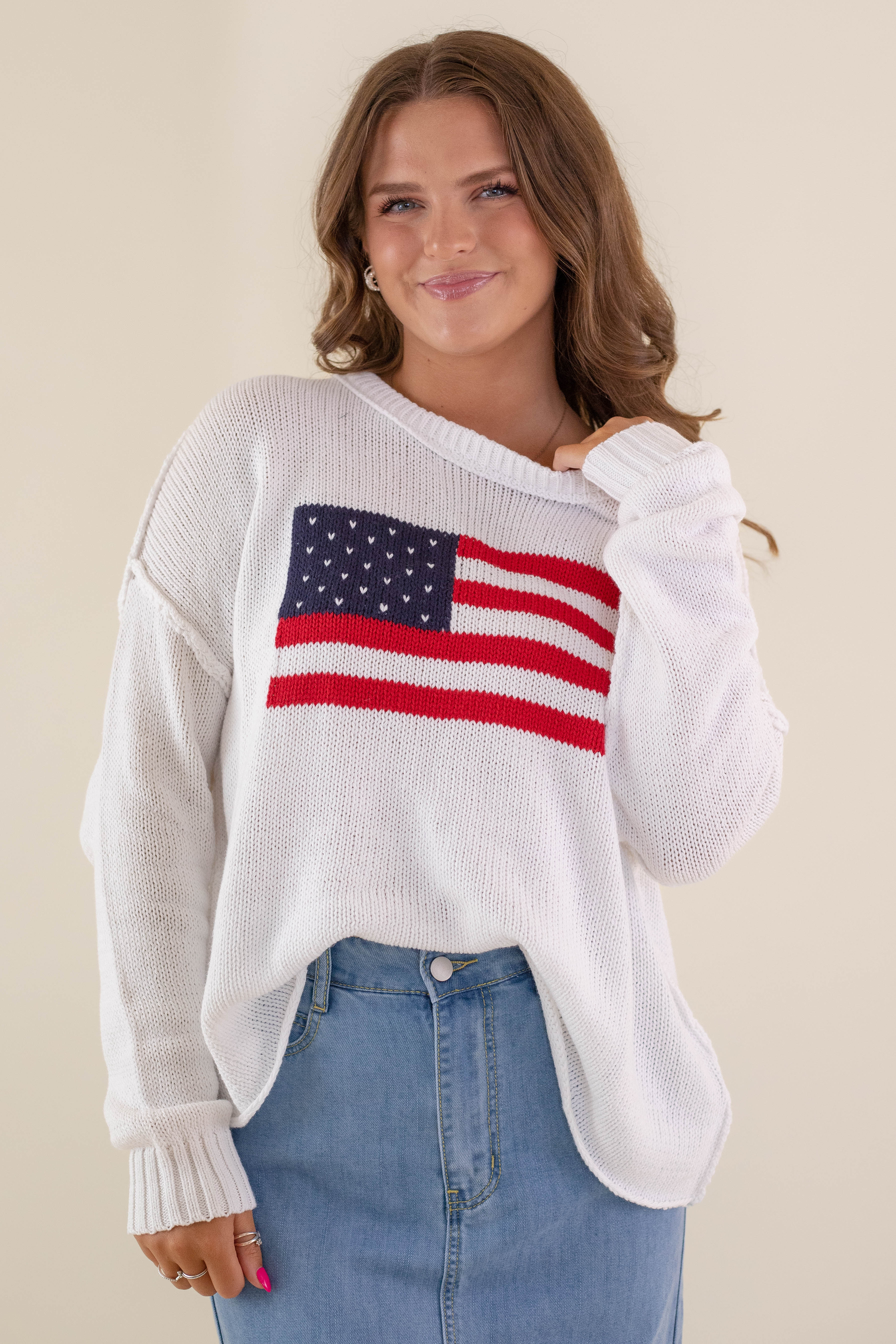 RESTOCK: All American Sweater-White - Image 6