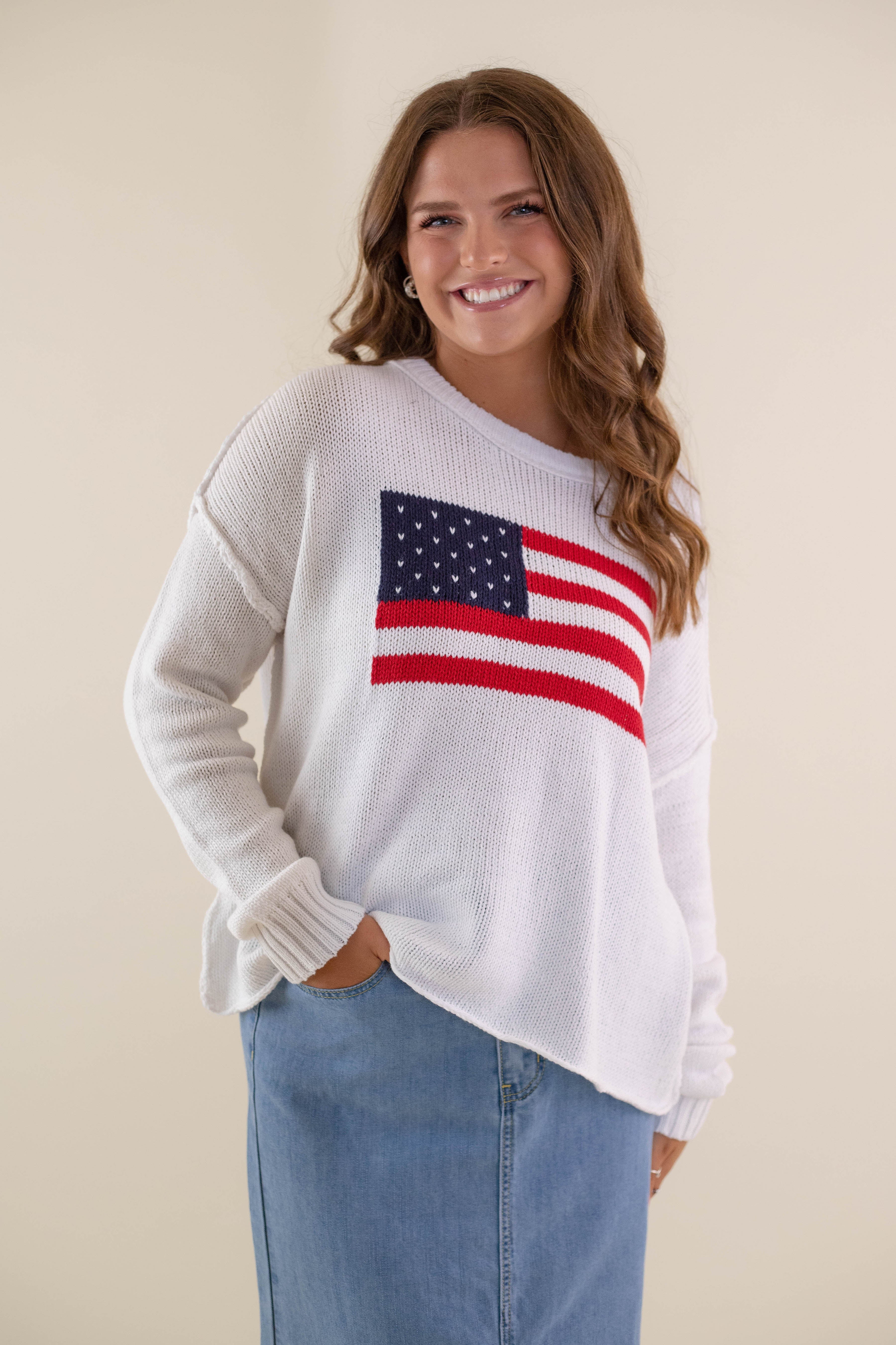 RESTOCK: All American Sweater-White - Image 8