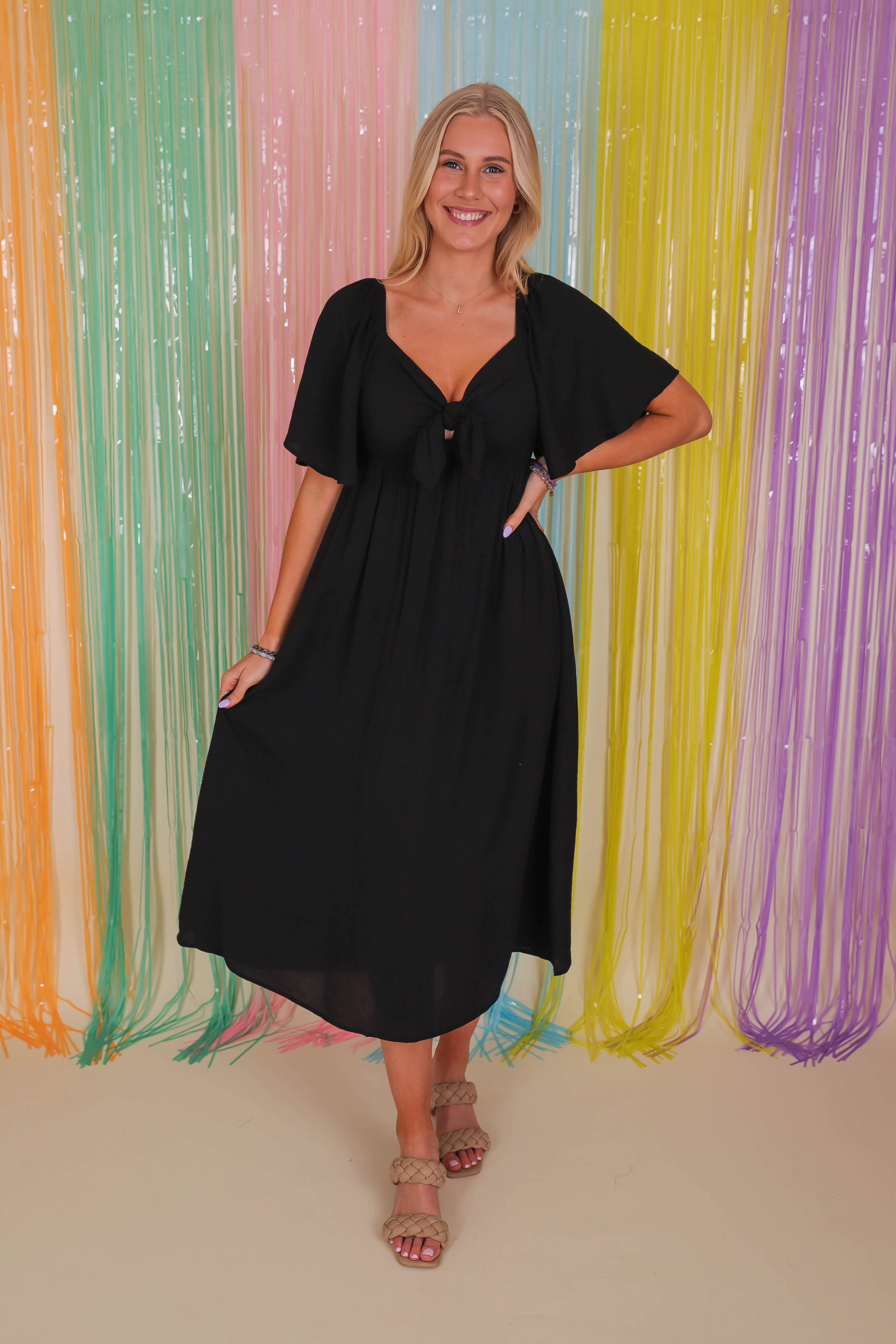FINAL SALE: Always A Delight Midi Dress-Black - Image 4