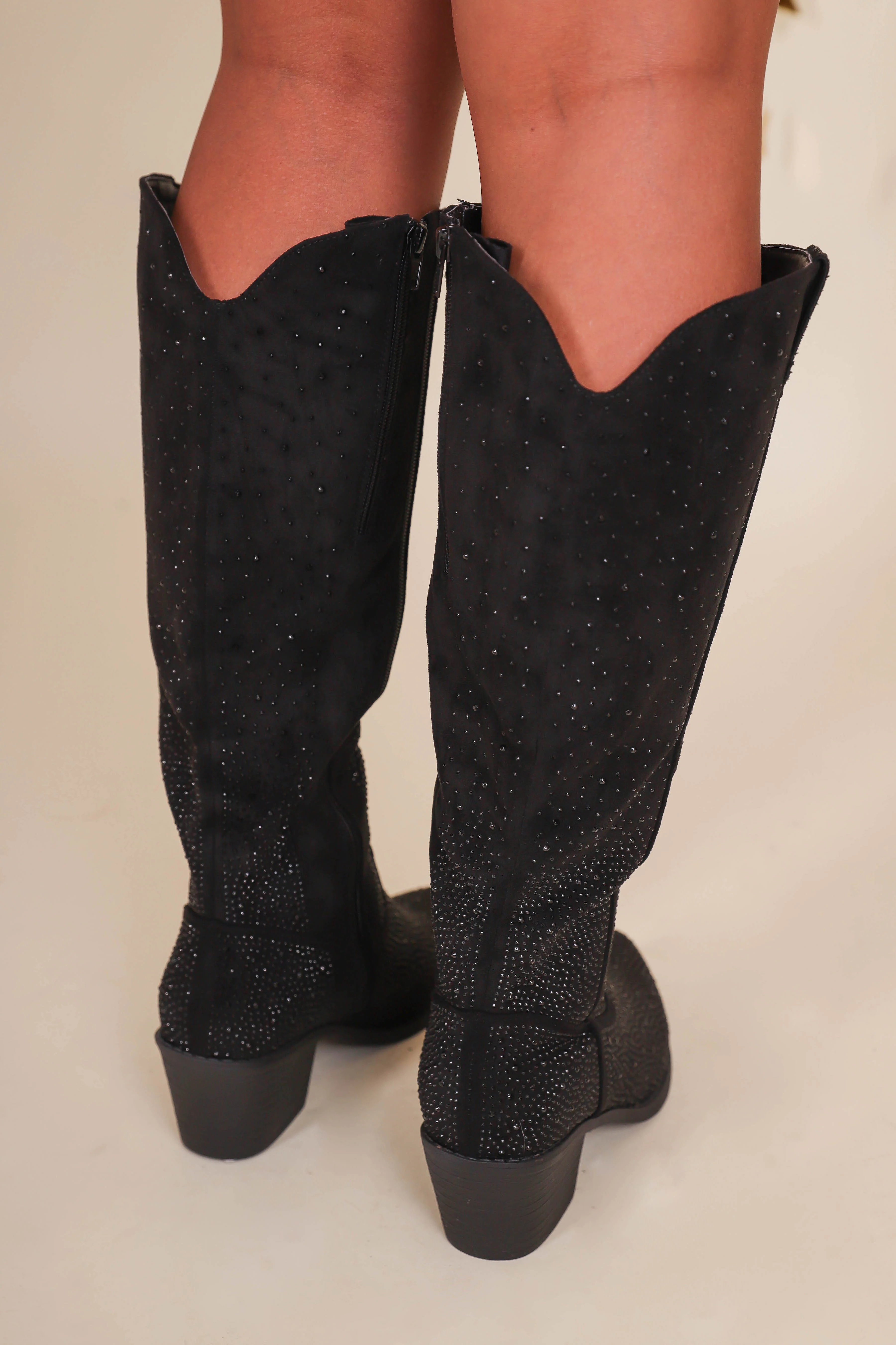 Dolly Rhinestone Western Boots-Black - Image 10