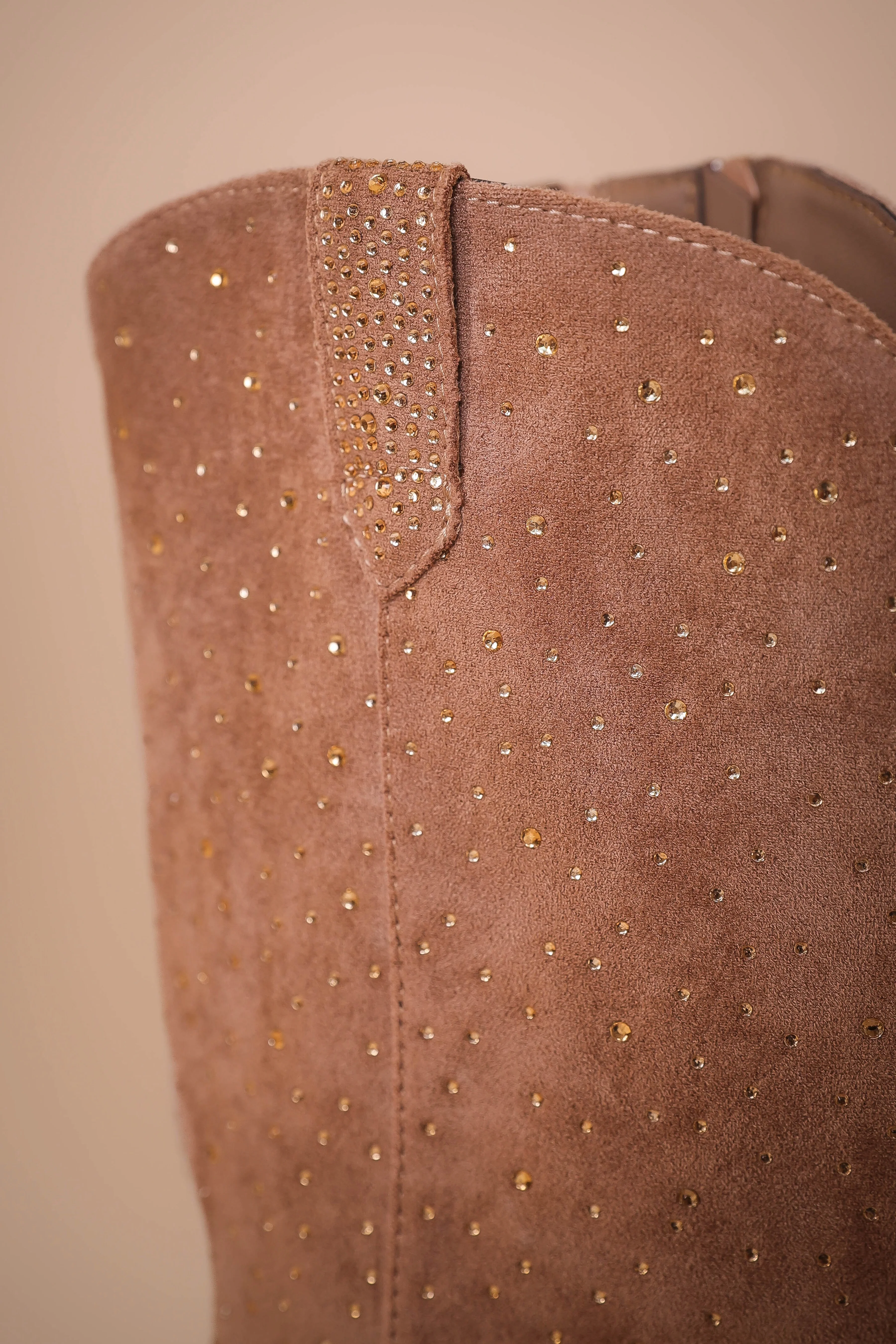 Dolly Rhinestone Western Boots-Taupe - Image 7