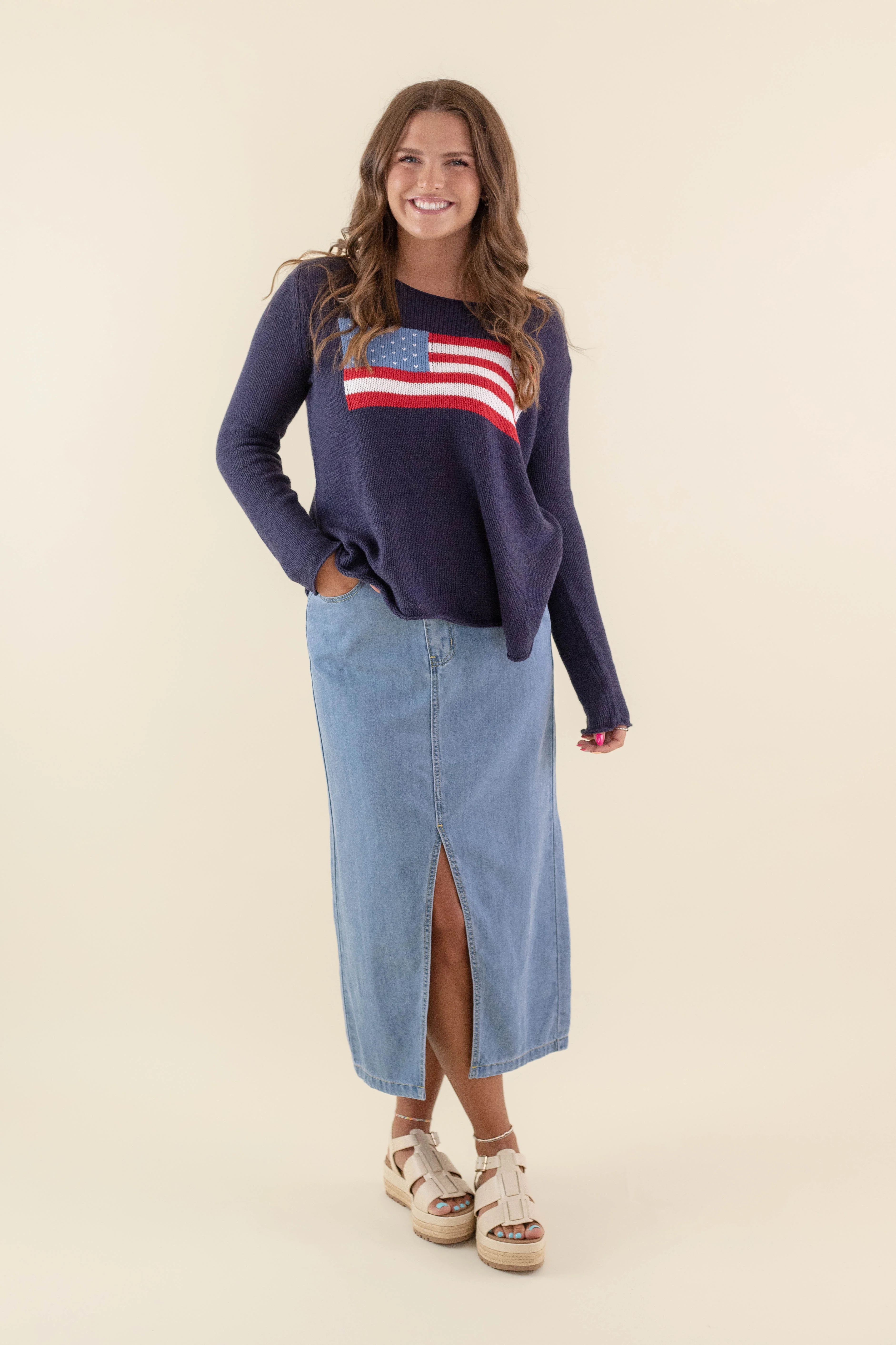 RESTOCK: Feeling Patriotic Sweater-Navy - Image 3