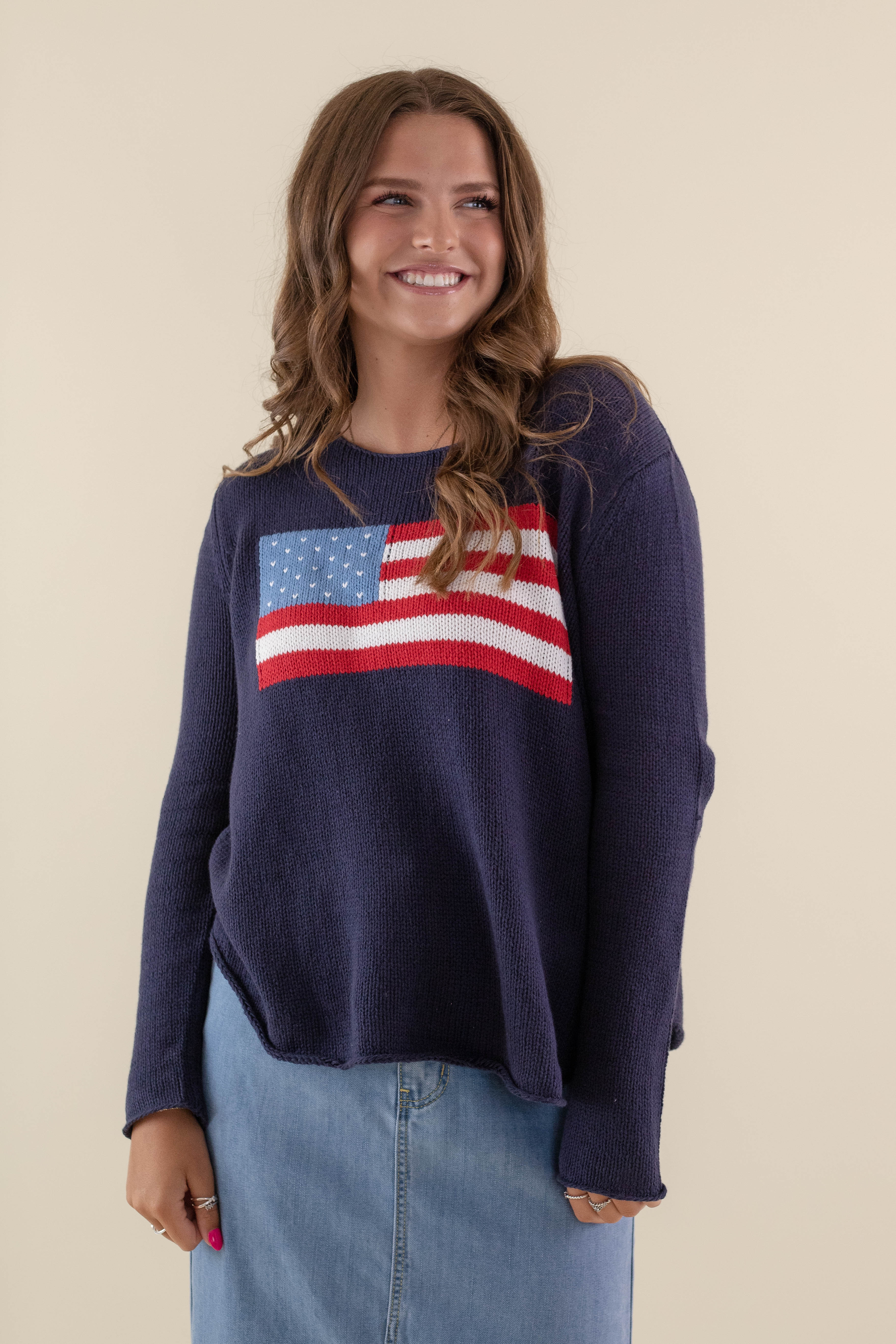 RESTOCK: Feeling Patriotic Sweater-Navy - Image 4