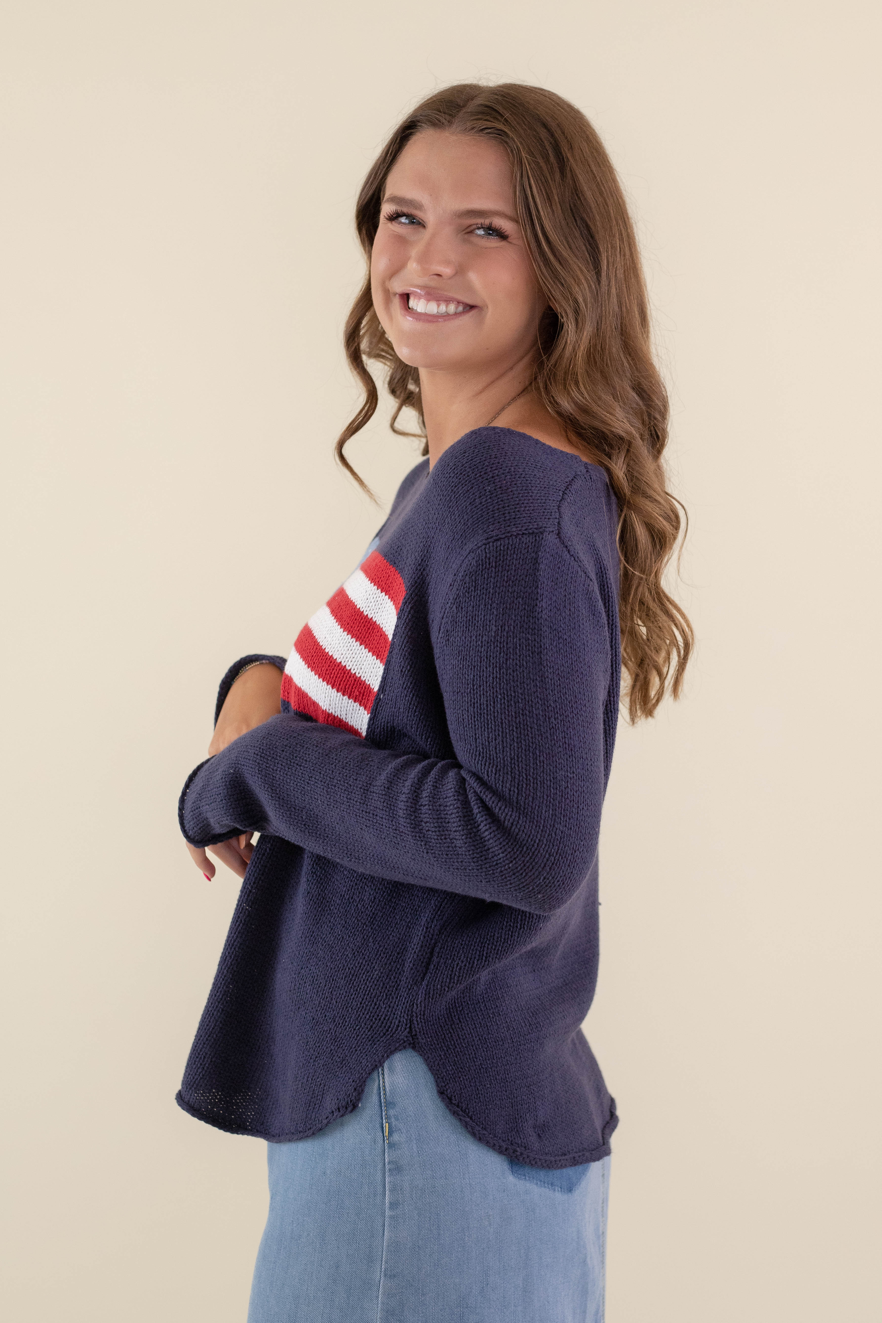 RESTOCK: Feeling Patriotic Sweater-Navy - Image 5