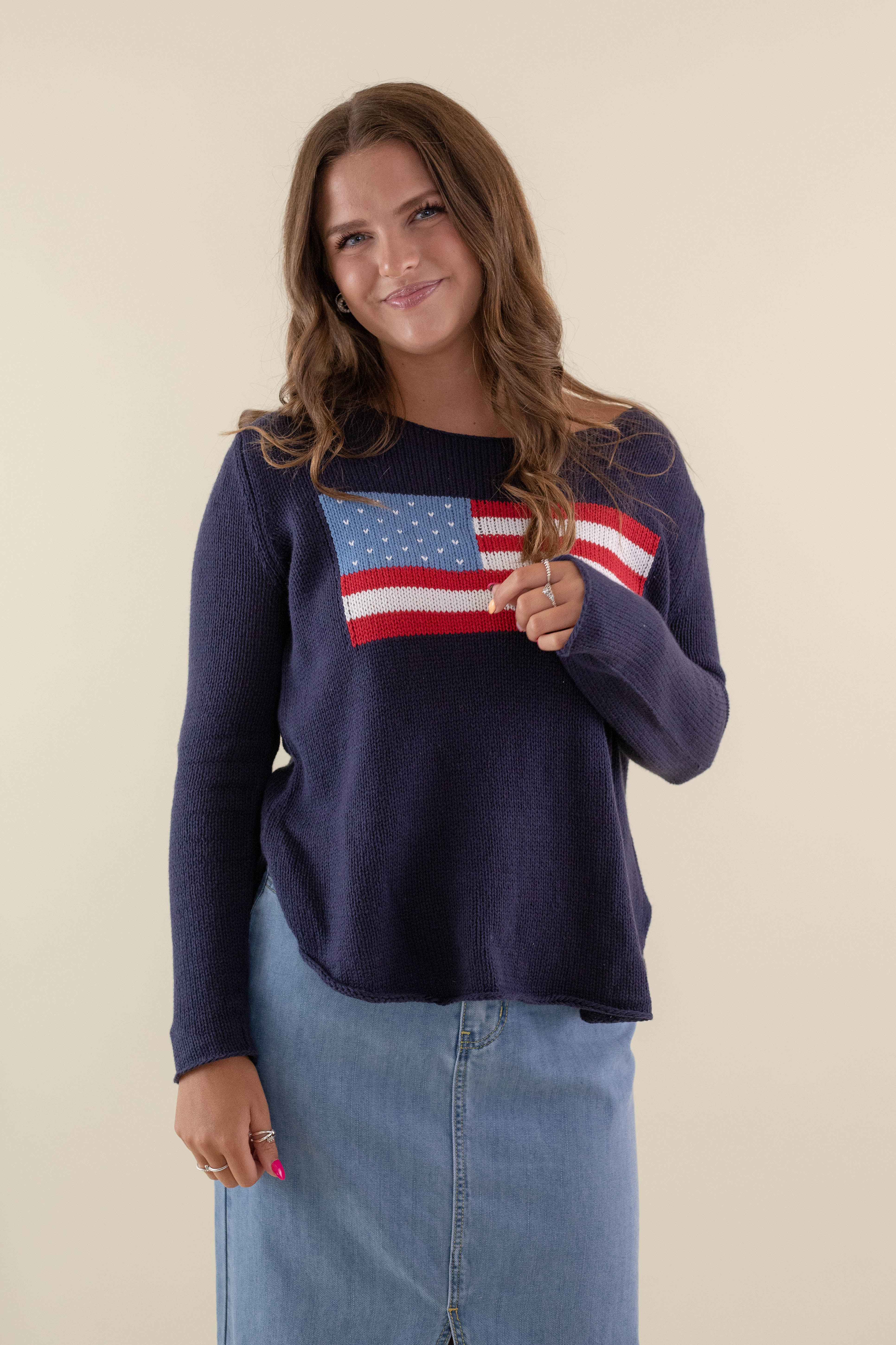 RESTOCK: Feeling Patriotic Sweater-Navy - Image 6