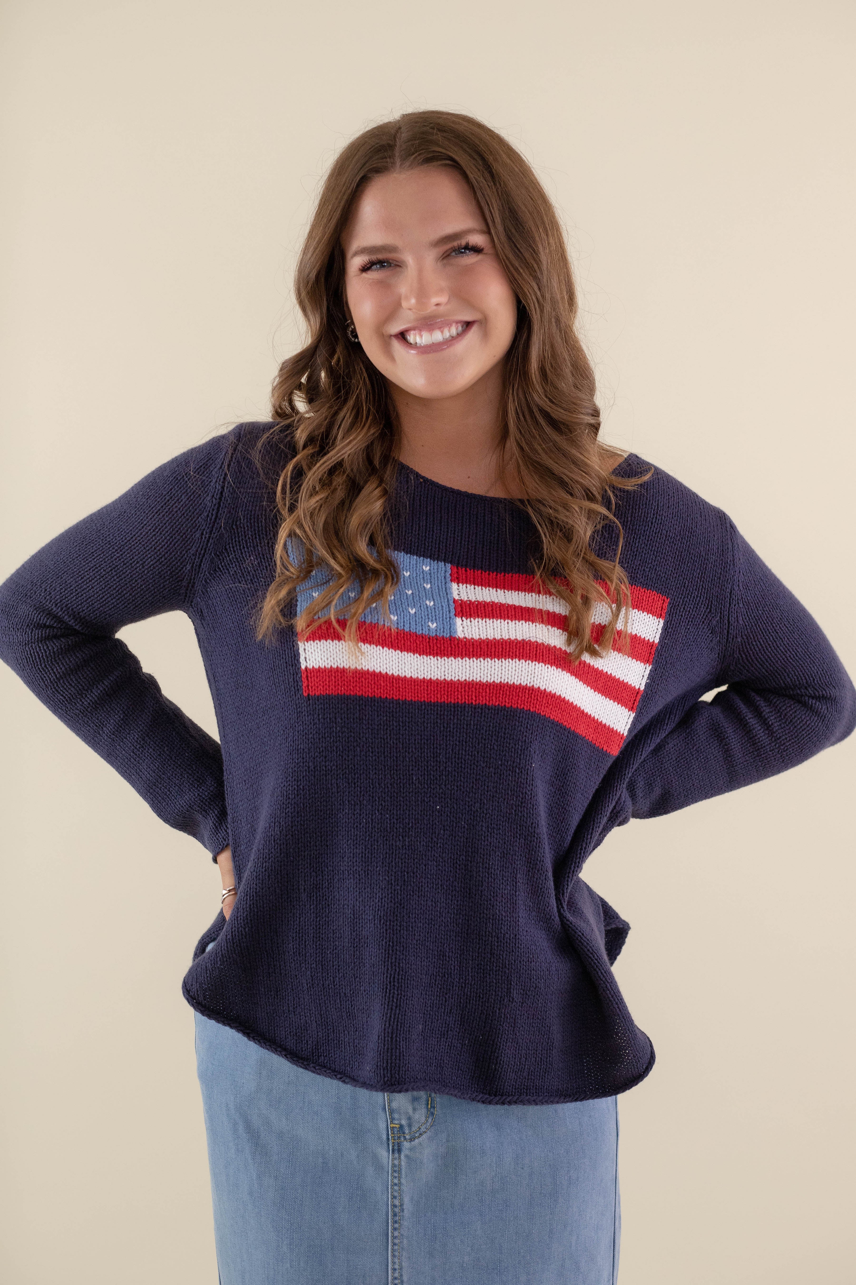 RESTOCK: Feeling Patriotic Sweater-Navy - Image 7
