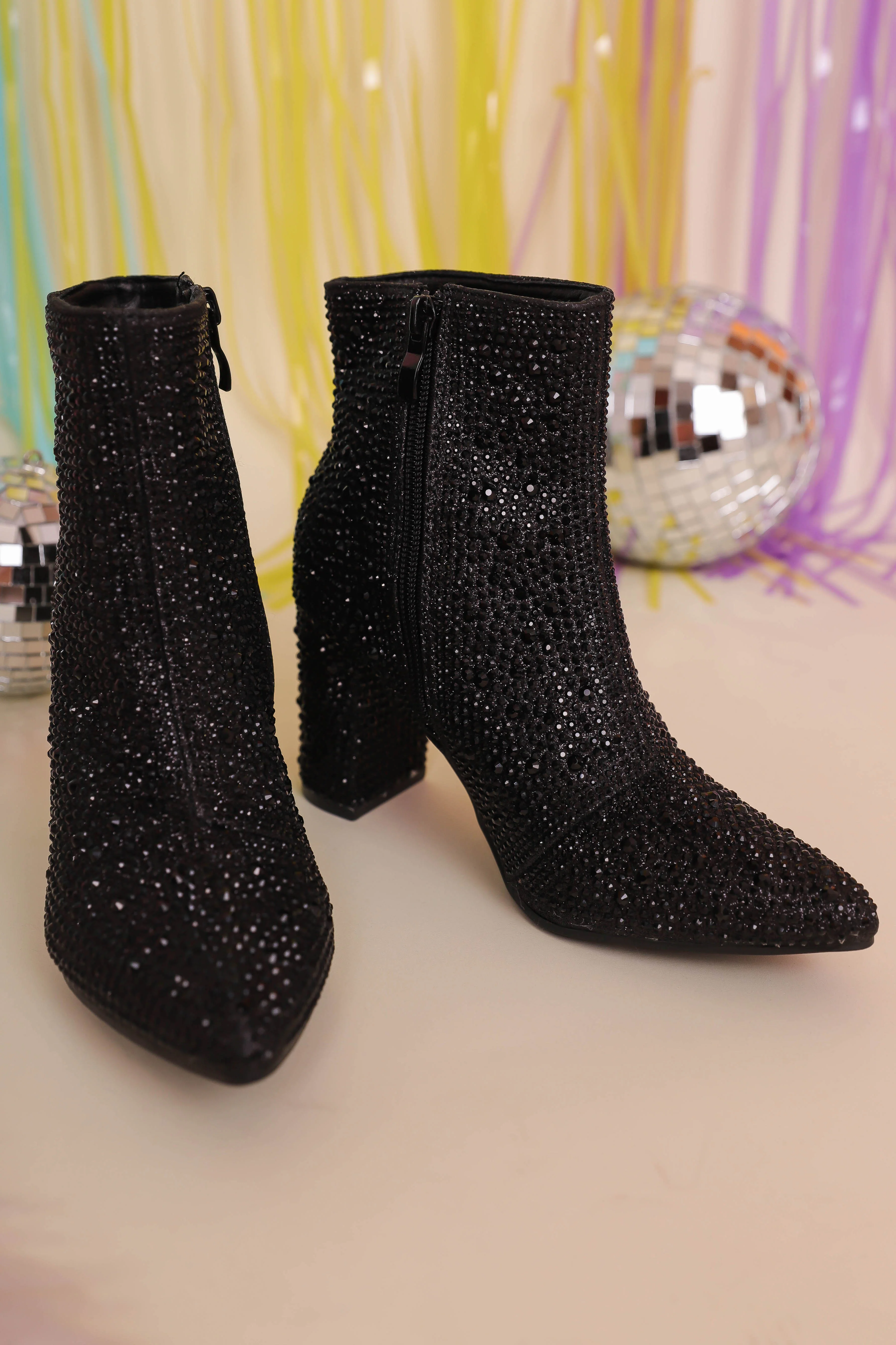 Garcelle Rhinestone Booties-Black - Image 7