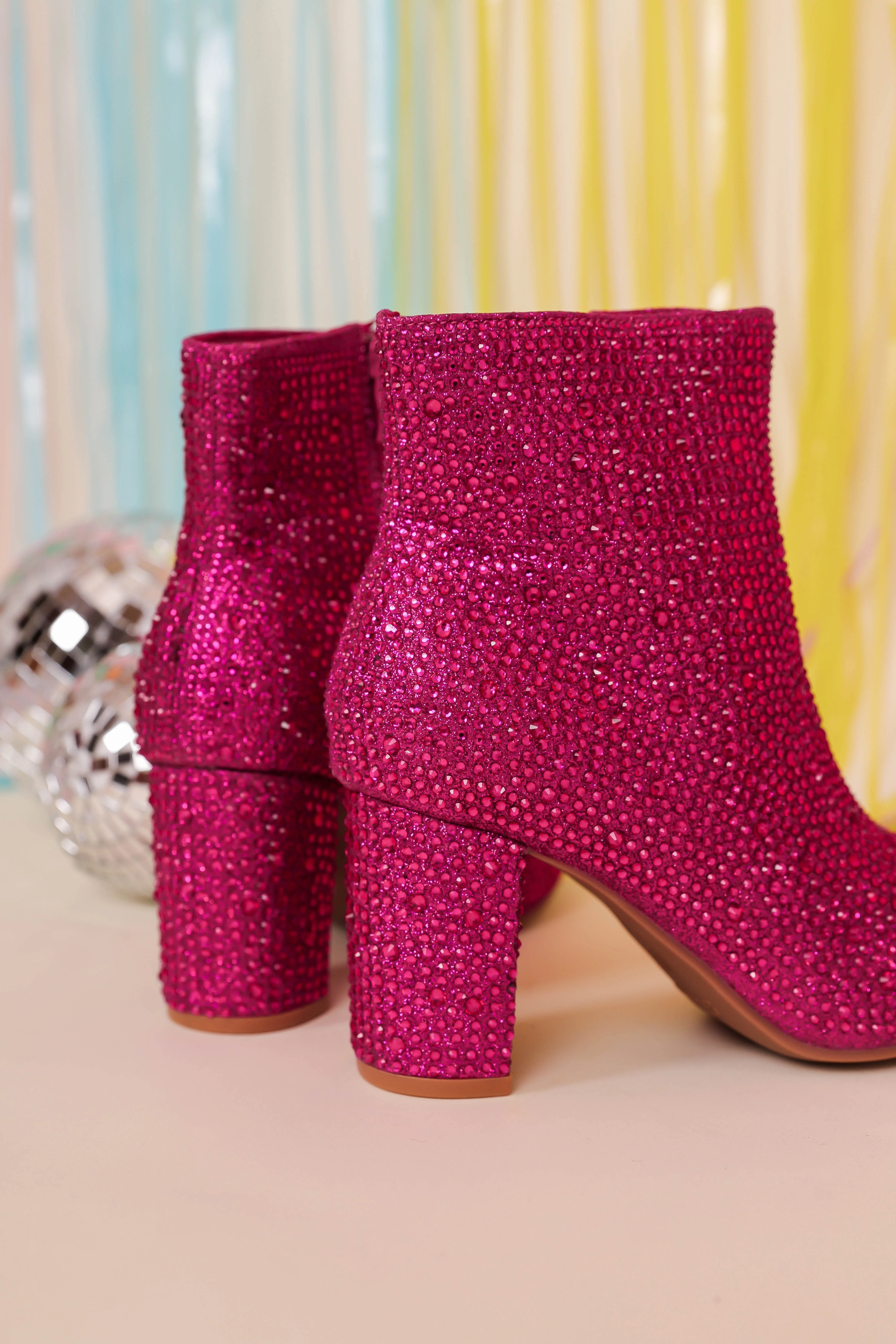 RESTOCK: Garcelle Rhinestone Booties-Fuchsia - Image 9