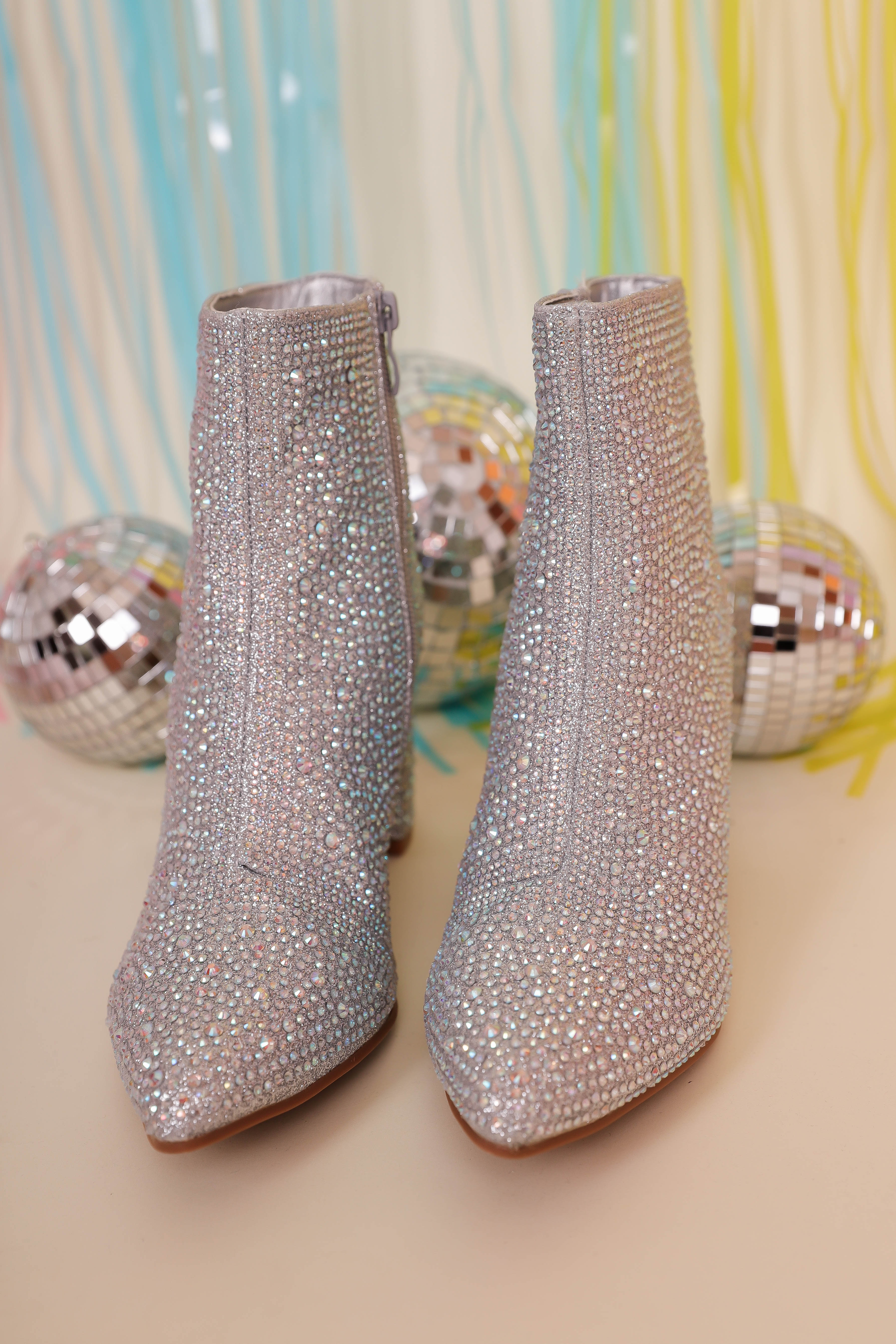RESTOCK: Garcelle Rhinestone Booties-Silver - Image 3