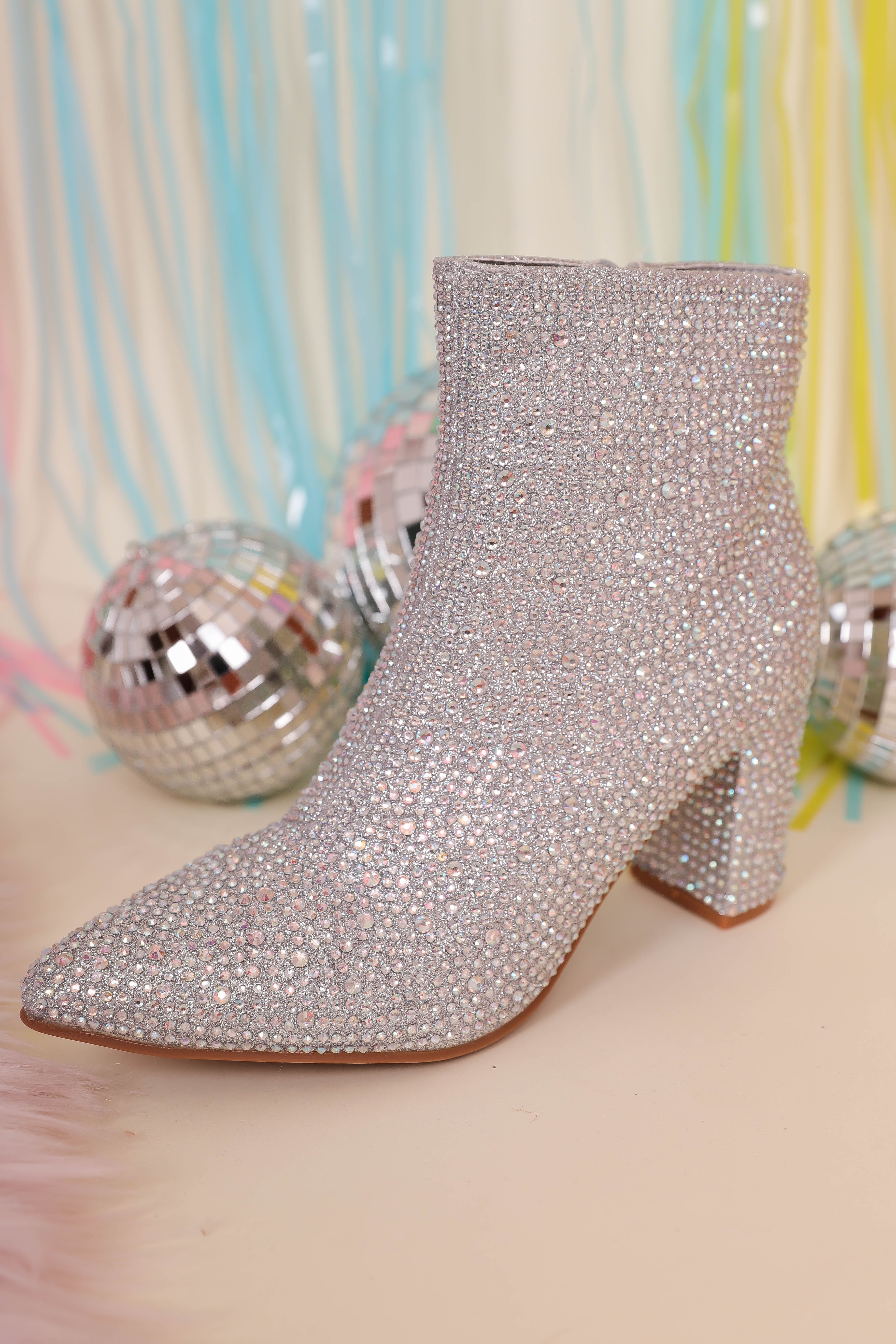 RESTOCK: Garcelle Rhinestone Booties-Silver - Image 7