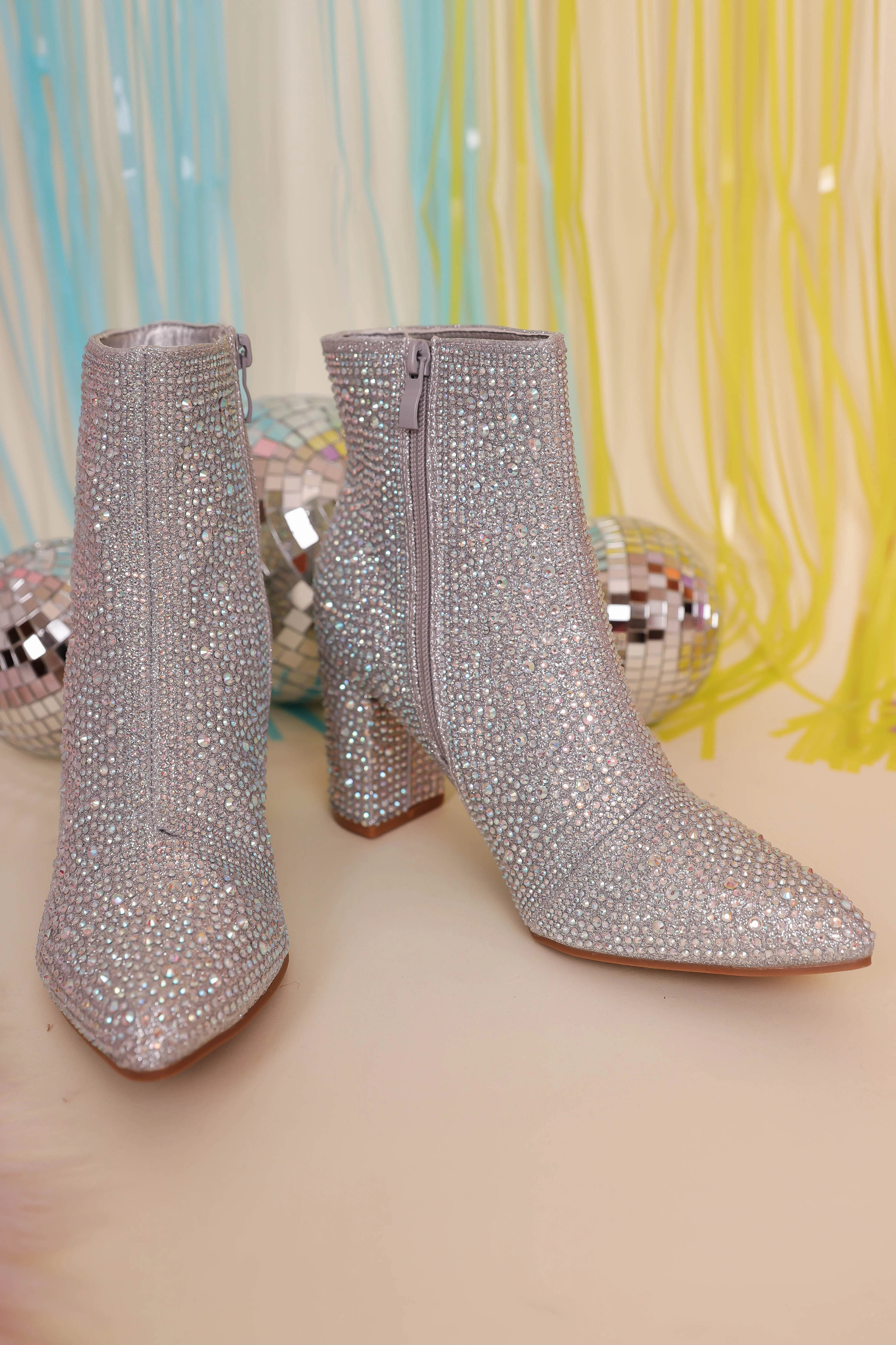 RESTOCK: Garcelle Rhinestone Booties-Silver - Image 8