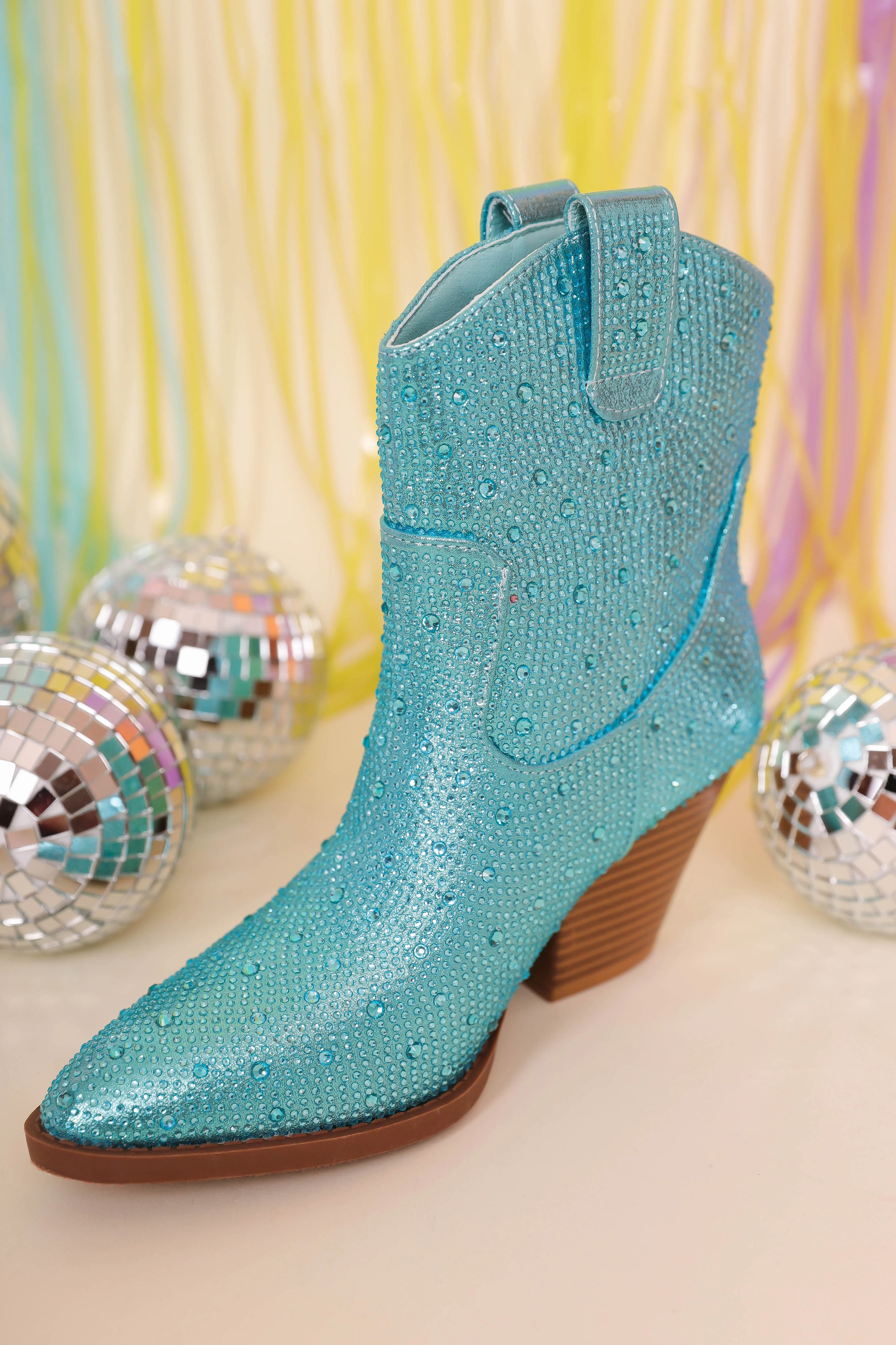 Gretchen Rhinestone Booties-Blue - Image 4