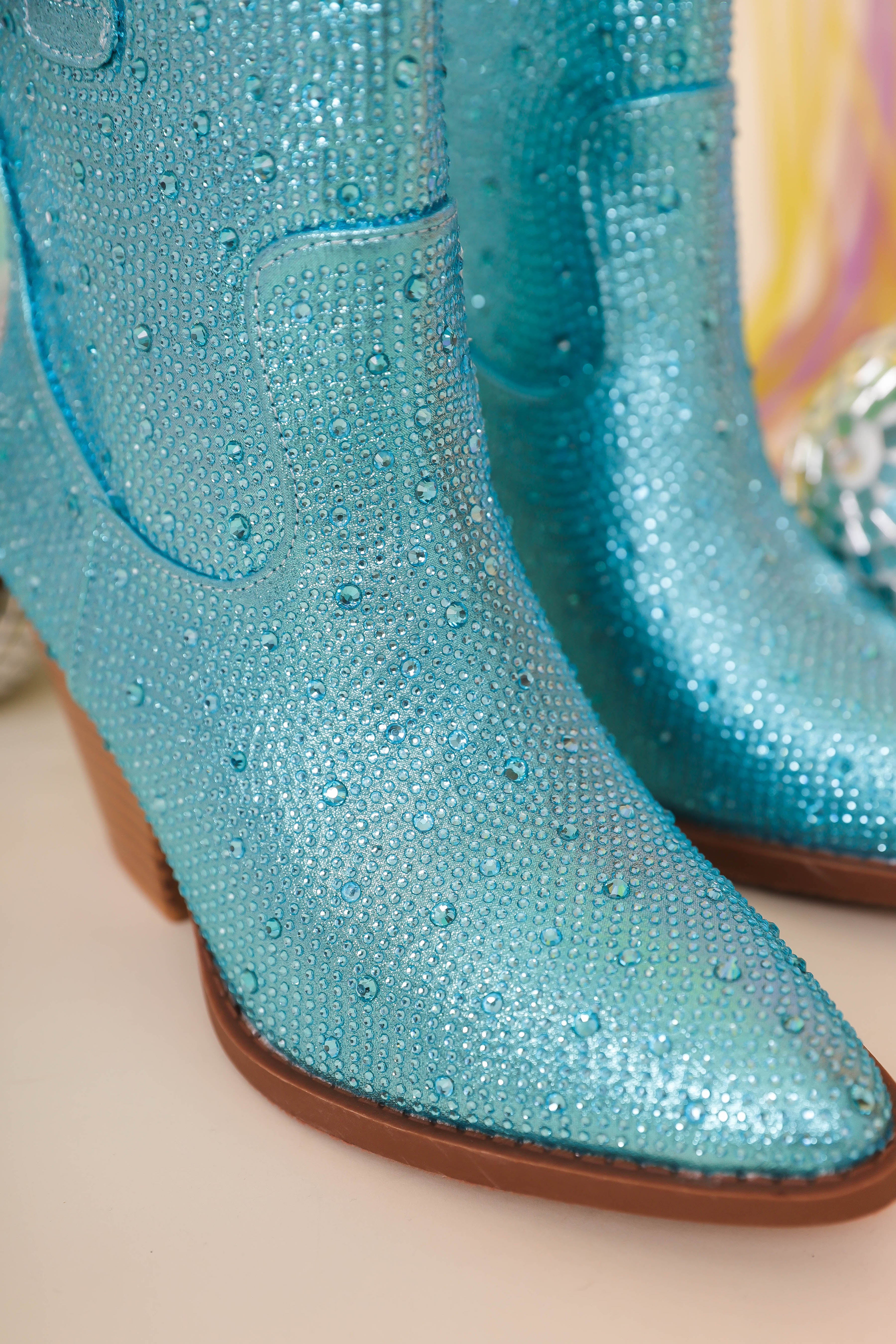 Gretchen Rhinestone Booties-Blue - Image 6