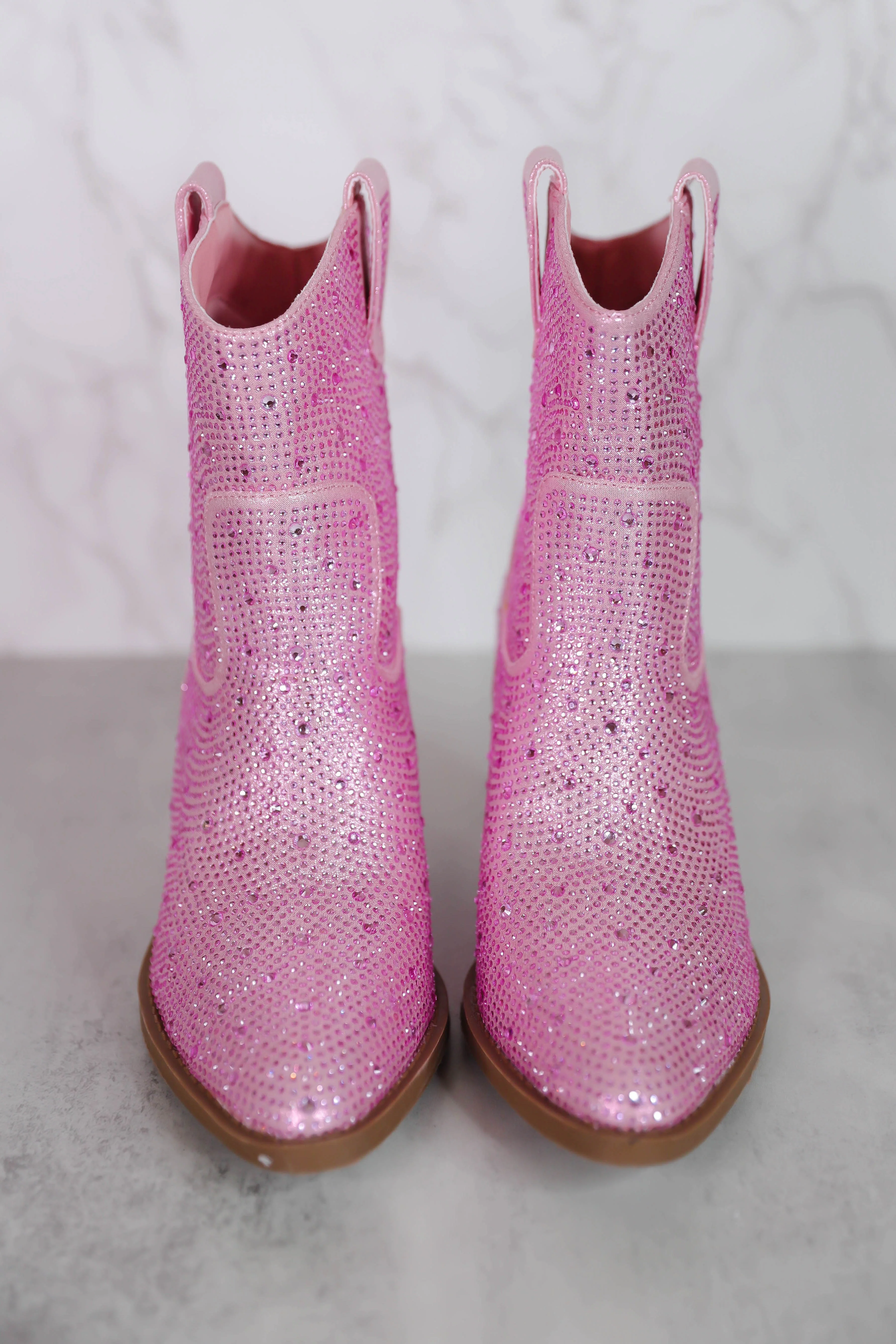 RESTOCK: Gretchen Rhinestone Booties-Blush - Image 3