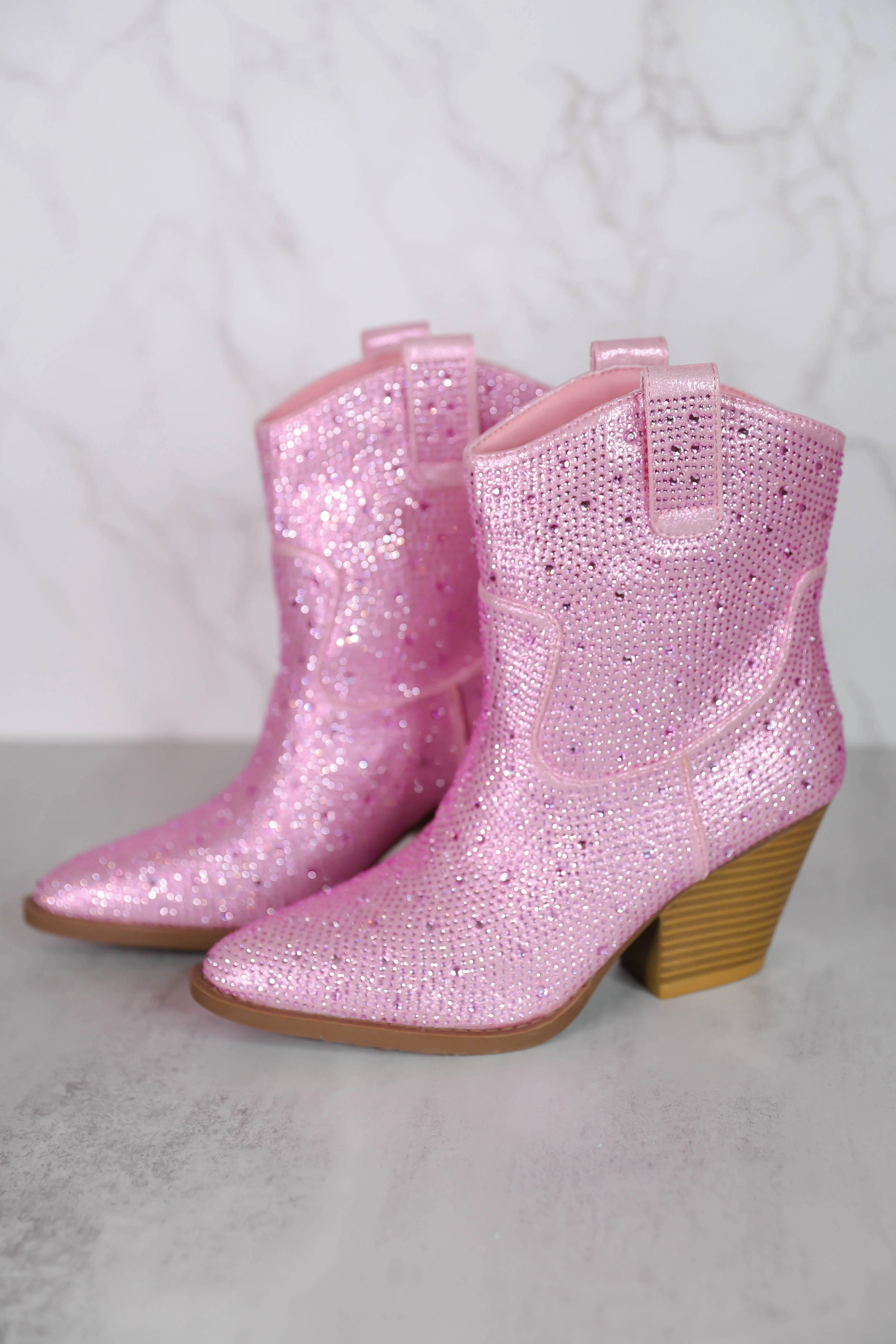RESTOCK: Gretchen Rhinestone Booties-Blush - Image 5