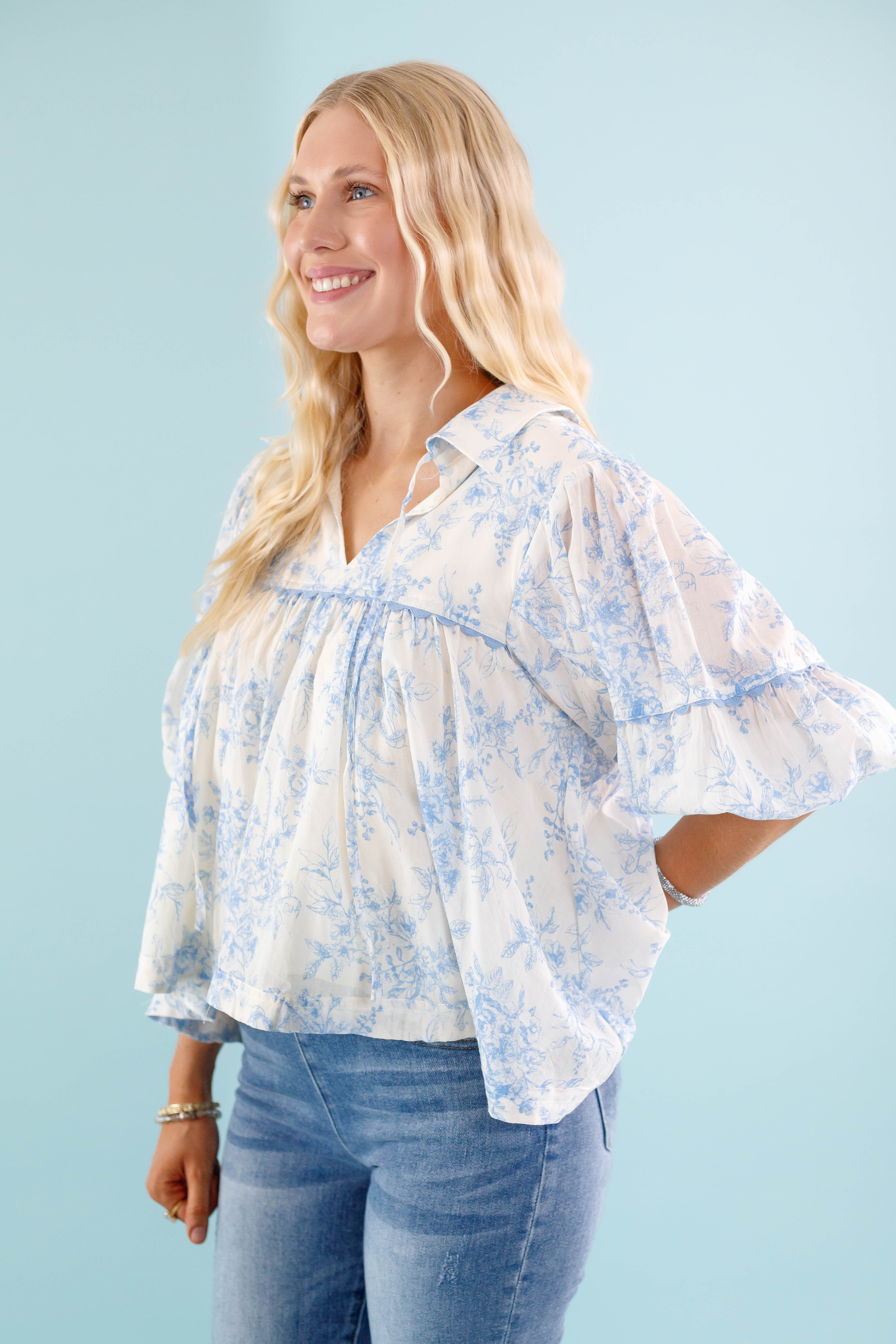 RESTOCK: Listen To the Wind Blouse-Blue - Image 7
