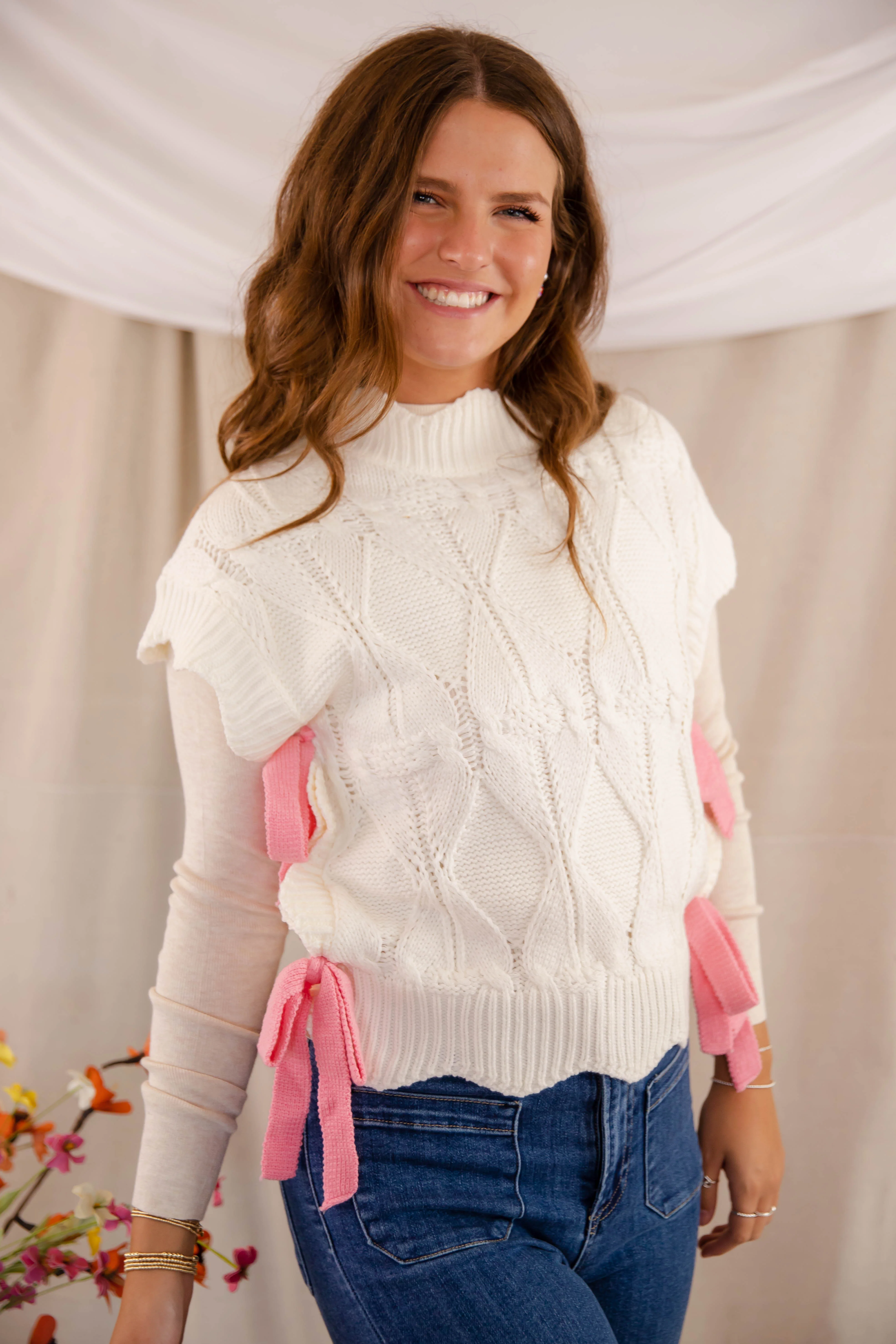 Please and Thank You Sweater Vest-Ivory/Pink - Image 5