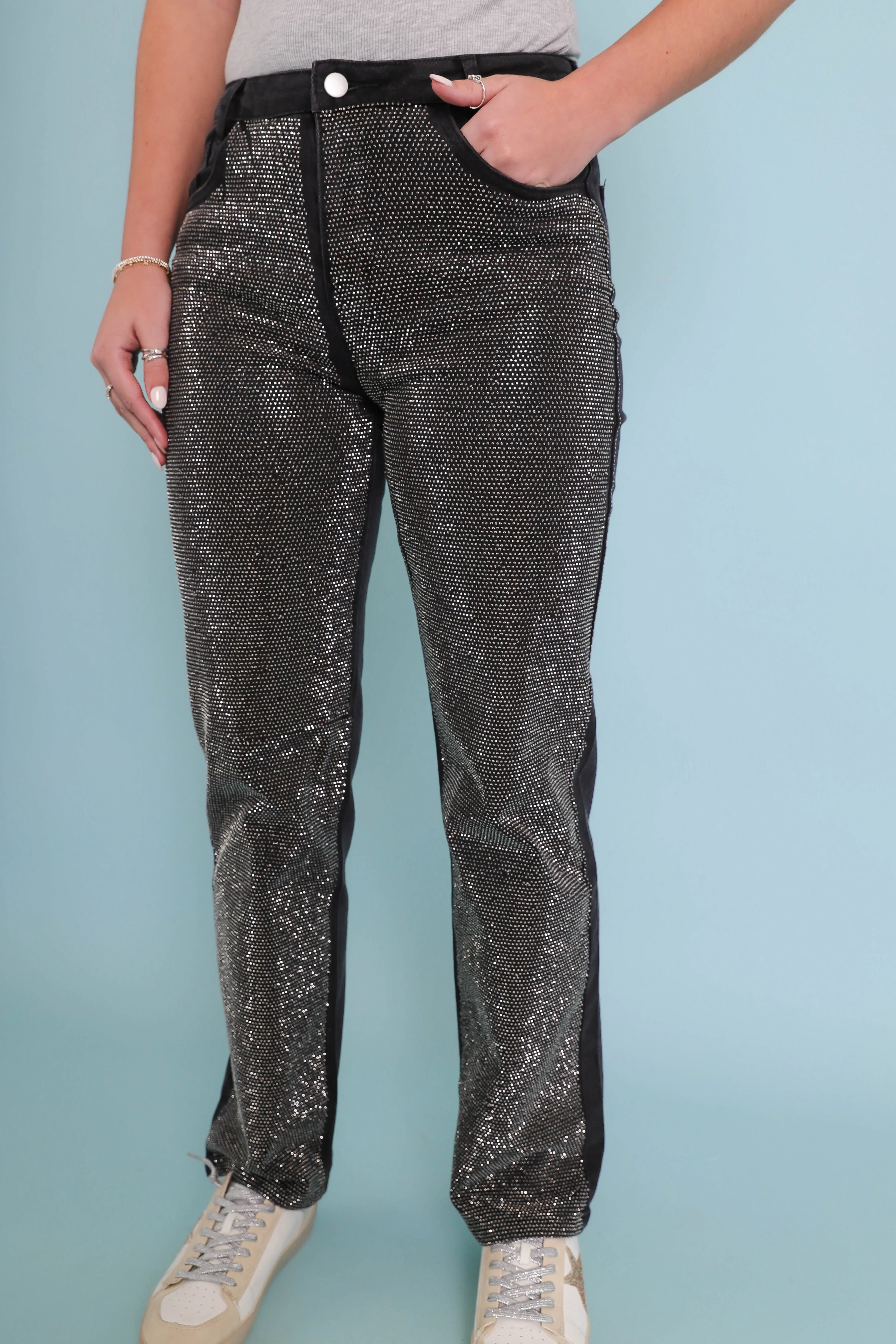 Ready To Rock Rhinestone Denim-Black - Image 5