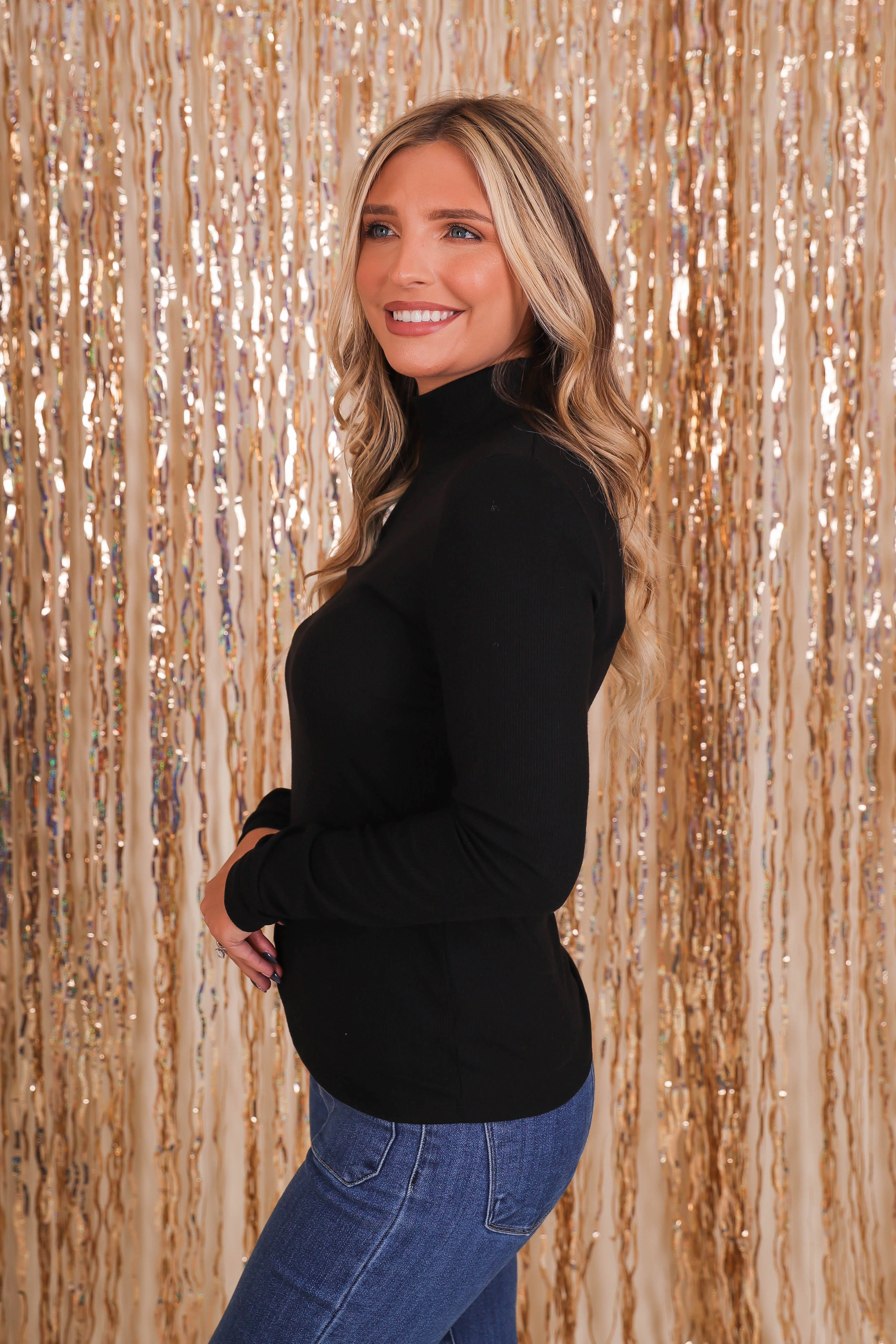 There She Goes Again Ribbed Top-Black - Image 5