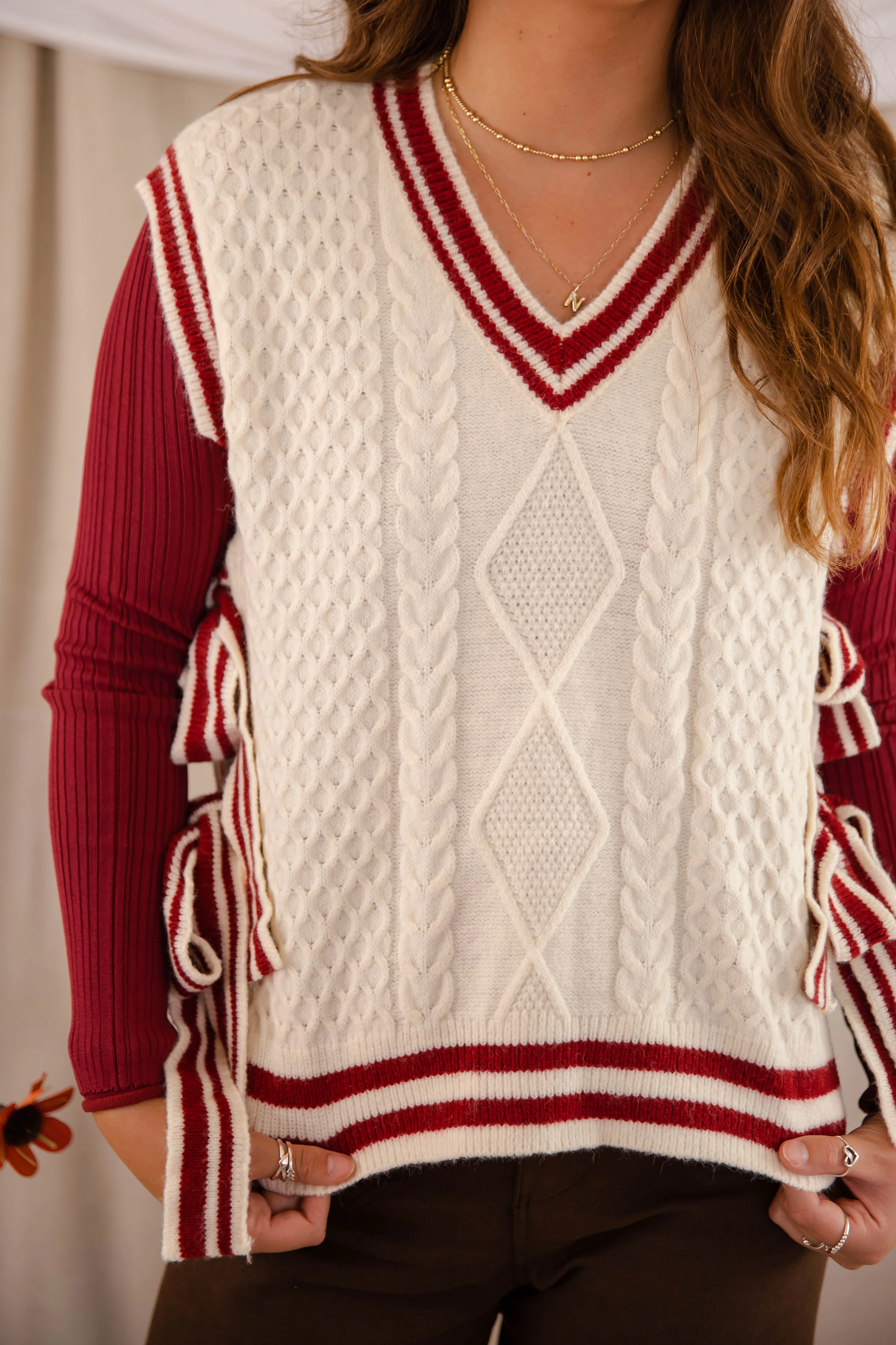 Truth Or Dare Sweater Vest-Brick - Image 6