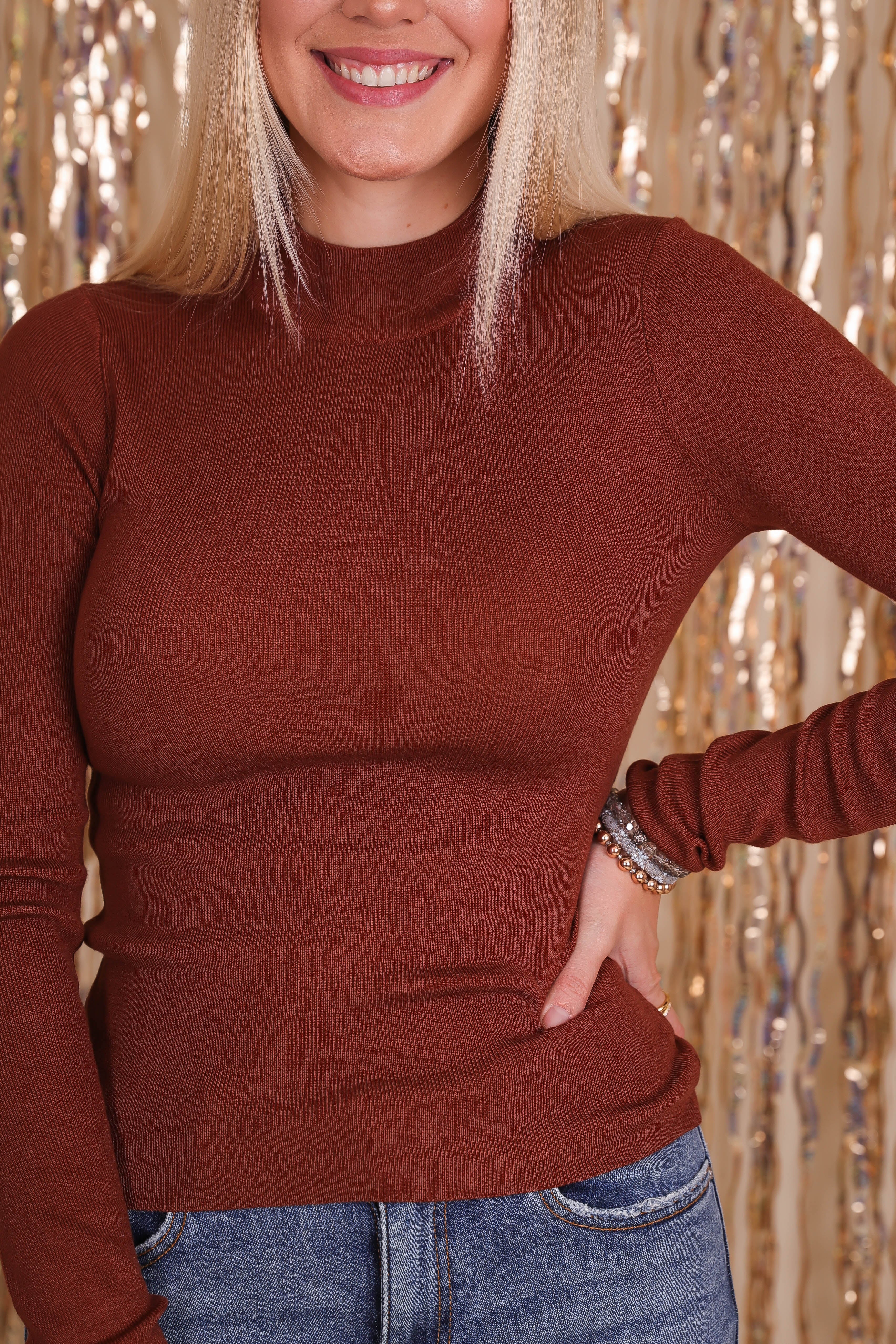 RESTOCK: Underneath This Persona Ribbed Top-Rust - Image 4