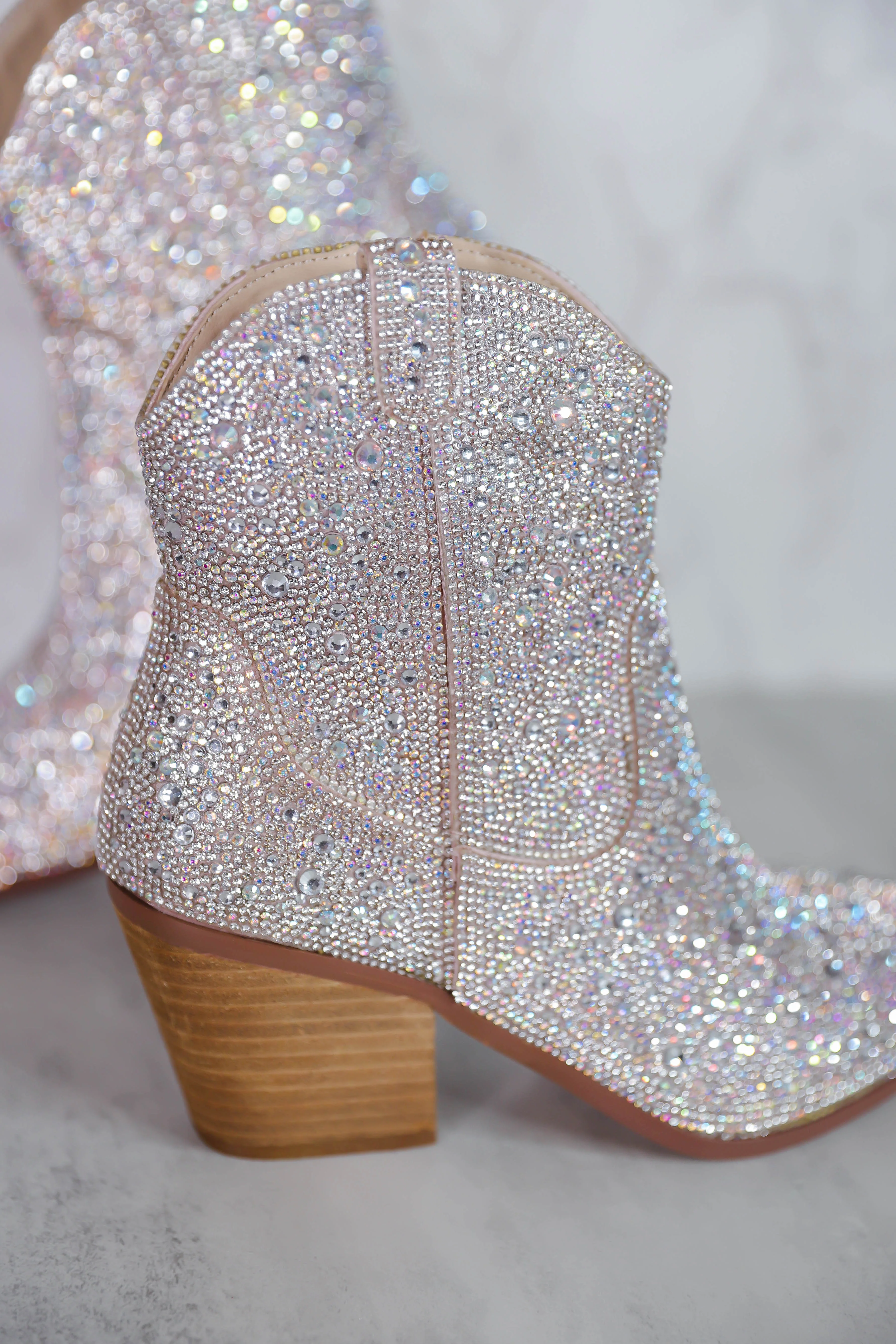 Whitney Rhinestone Western Booties-Silver - Image 4