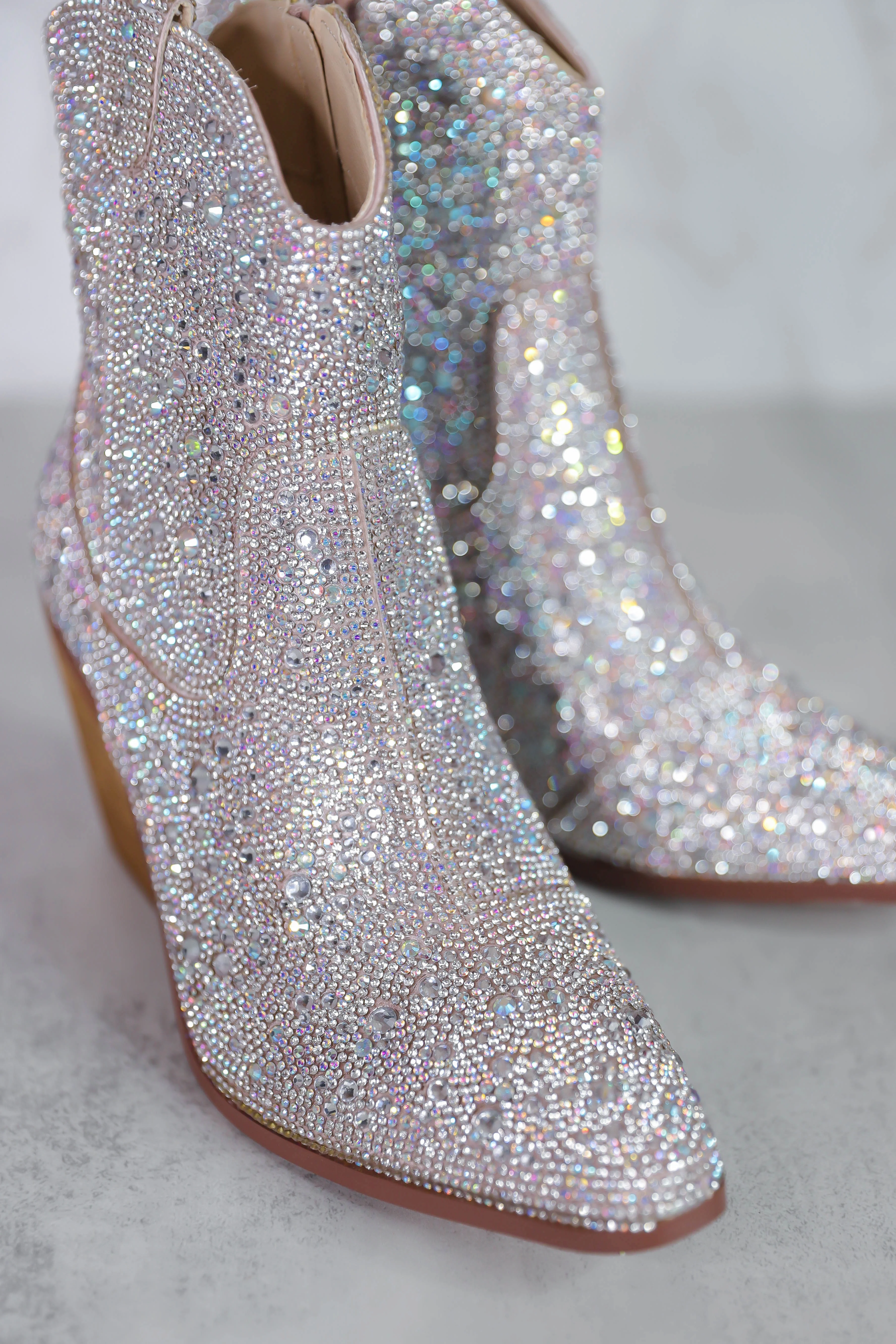 Whitney Rhinestone Western Booties-Silver - Image 5