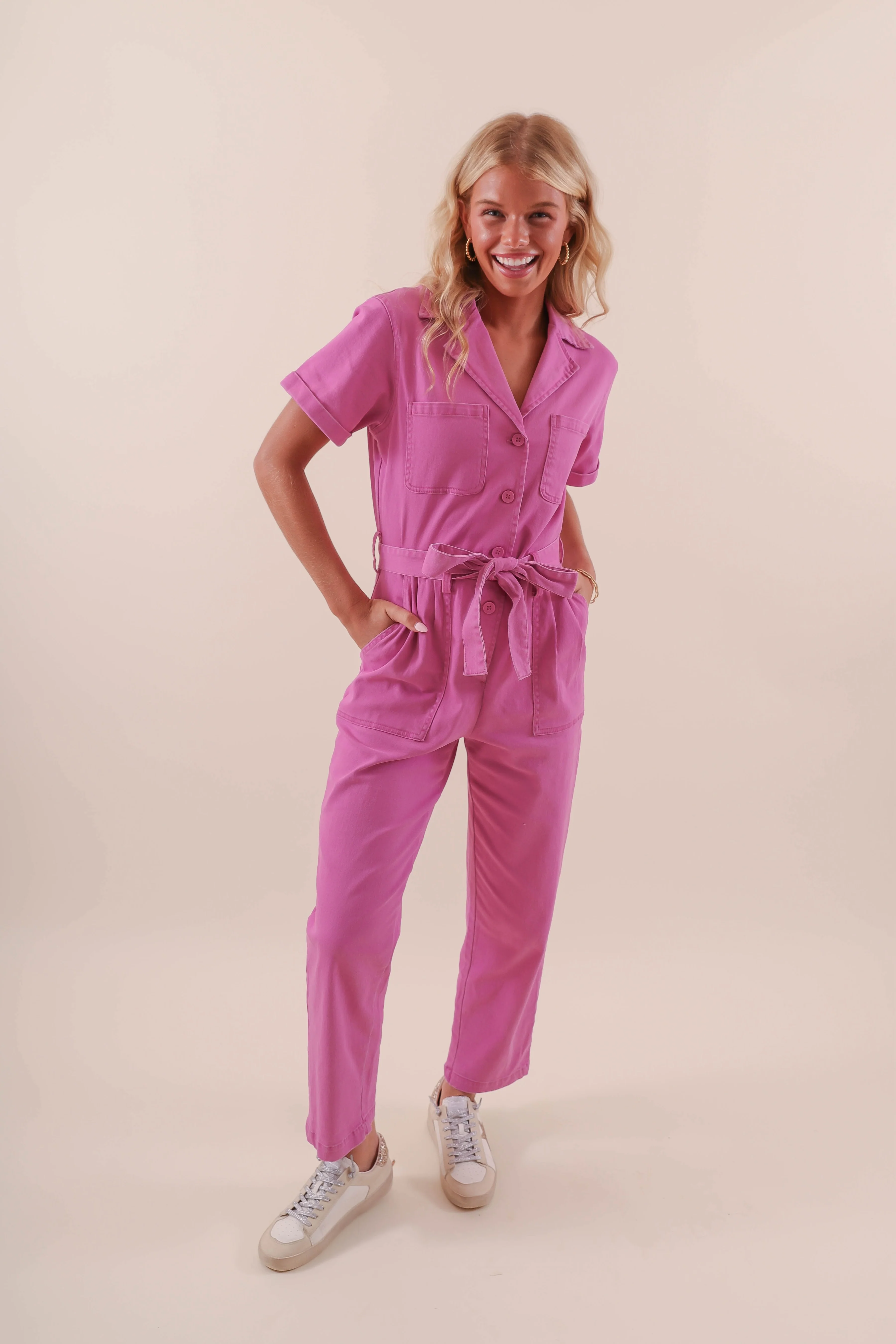Working On Myself Jumpsuit-Magenta - Image 4