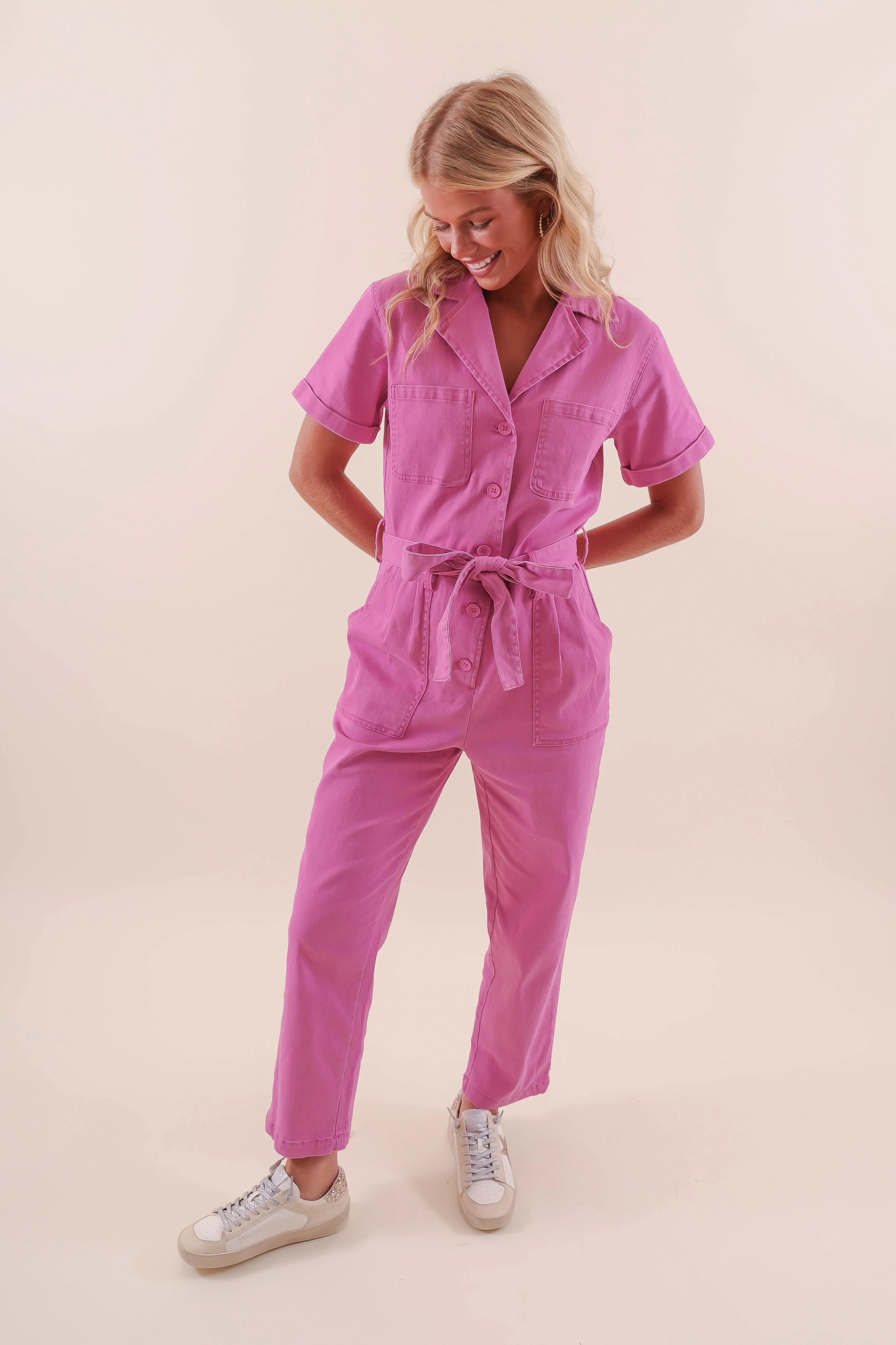 Working On Myself Jumpsuit-Magenta - Image 7