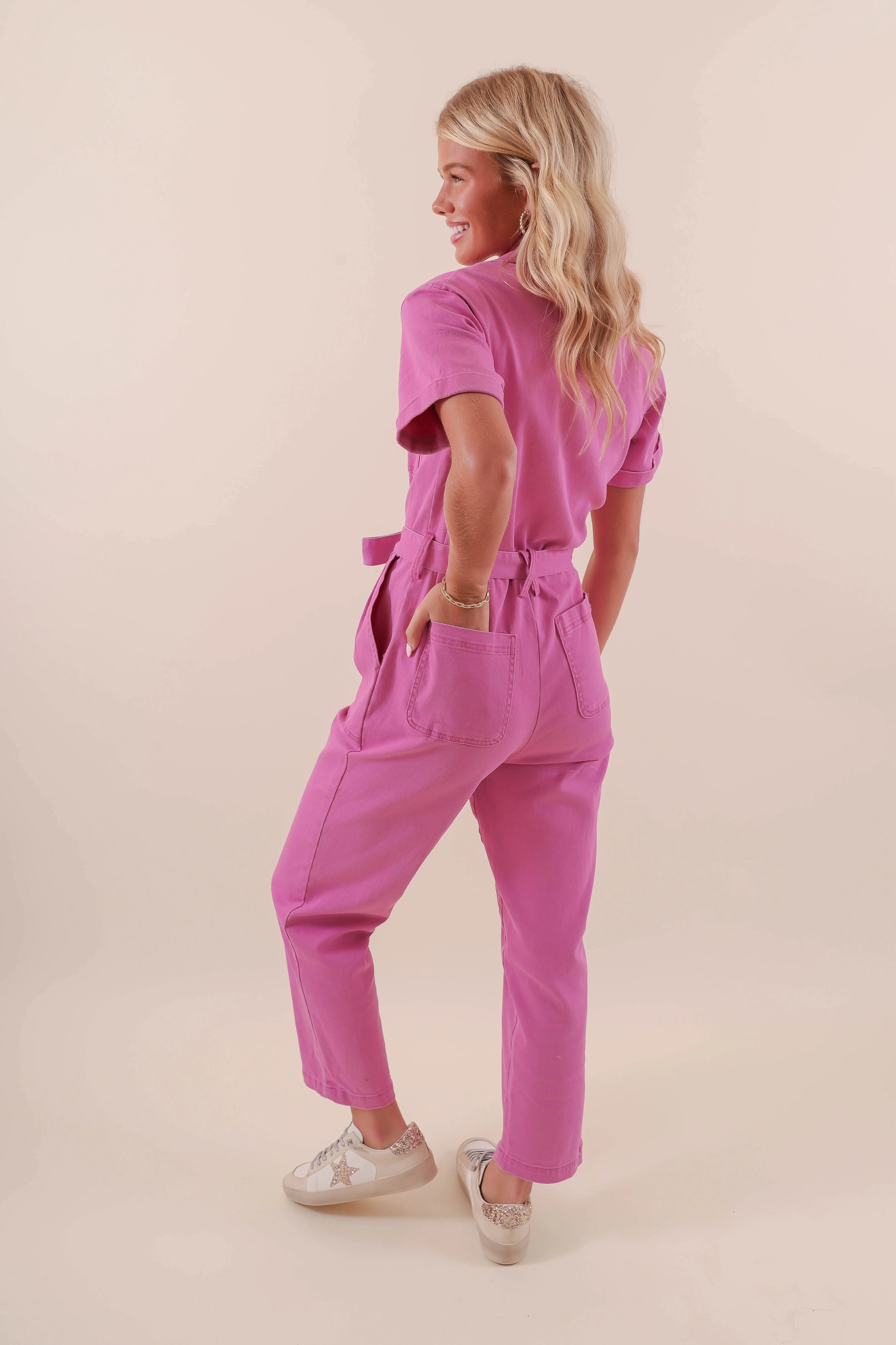 Working On Myself Jumpsuit-Magenta - Image 9